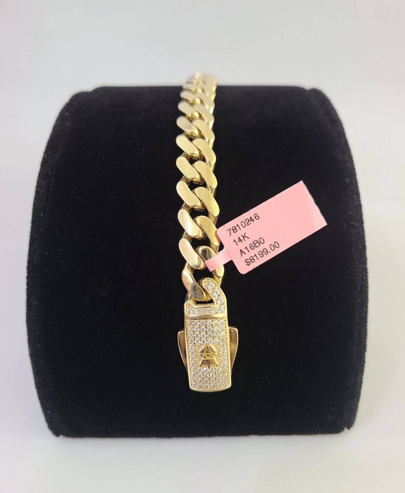 14K Royal Monaco Cuban Bracelet Yellow Gold 9mm 8.5 inches Box Lock - Image 3