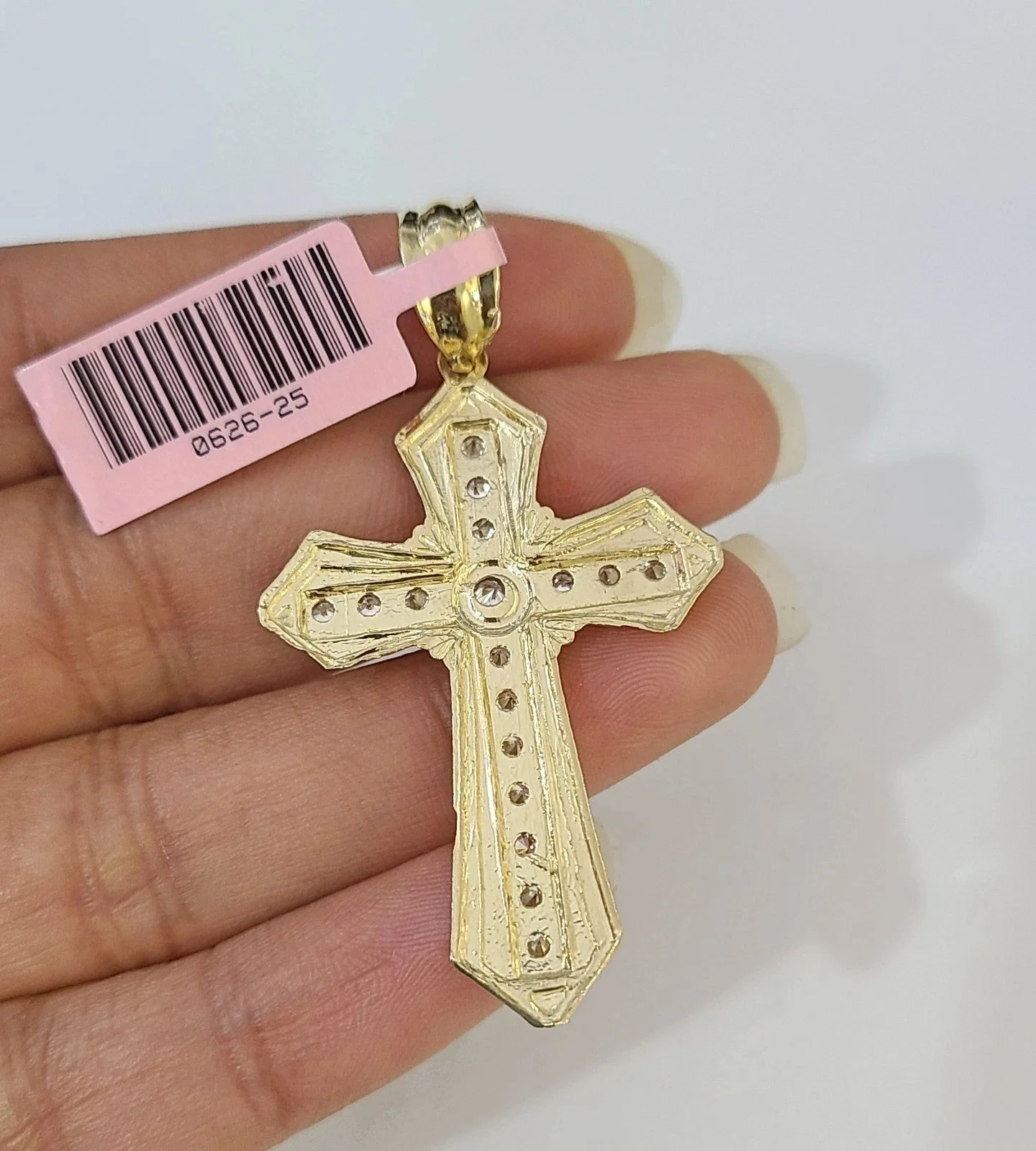 14k Solid Figaro Chain Jesus Cross Pendant Gold 5mm 18-28 inch SET Necklace - Image 8