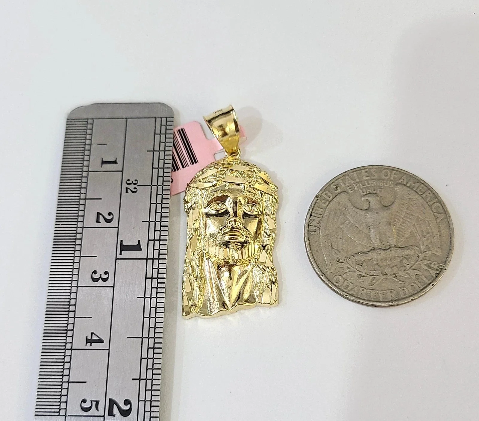 14k Solid Figaro Chain Jesus Head Pendant Gold 4mm 18-28 inch SET Necklace - Image 5