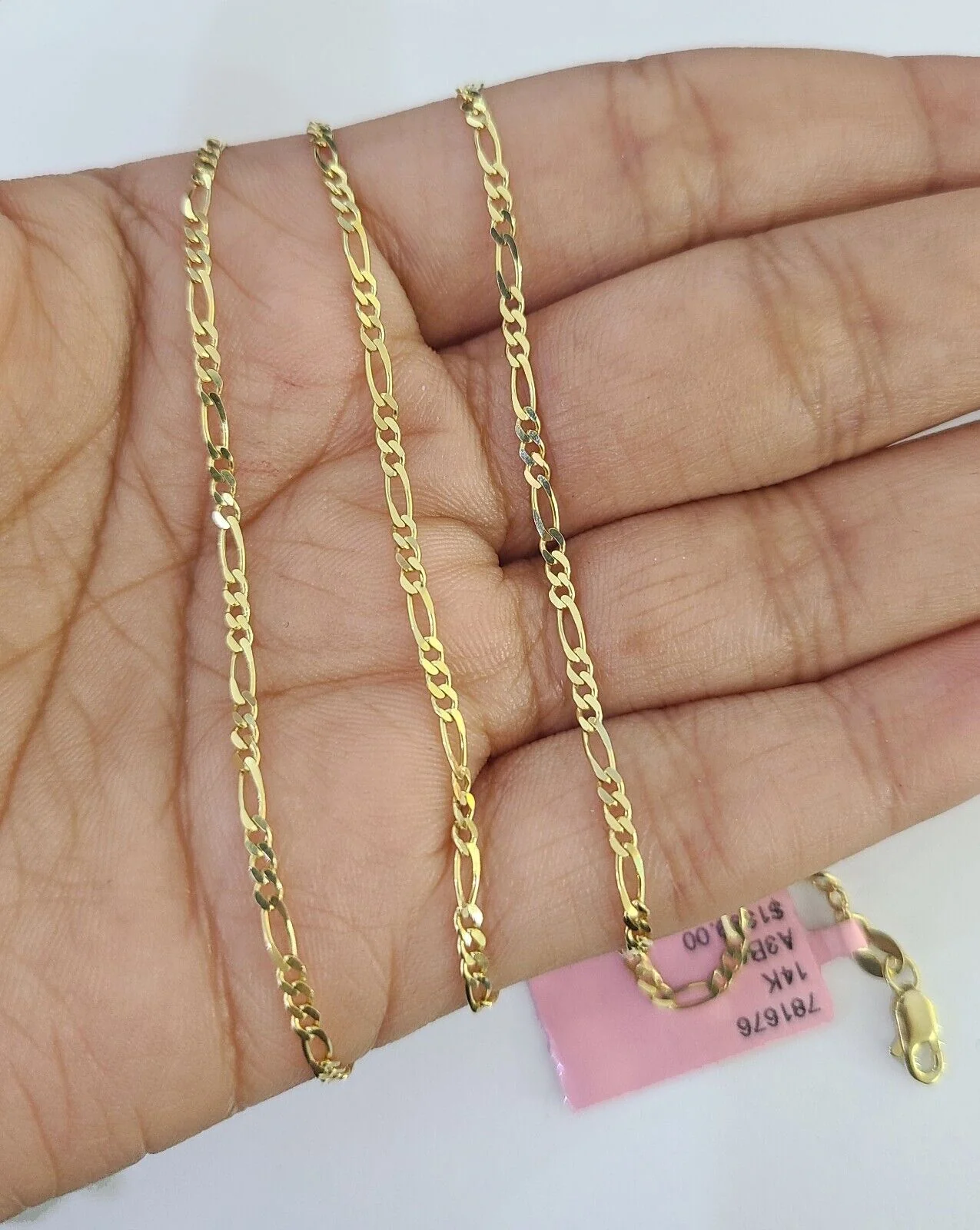14k Solid Figaro Chain Necklace Yellow Gold 1mm Female 20" Real - Image 5