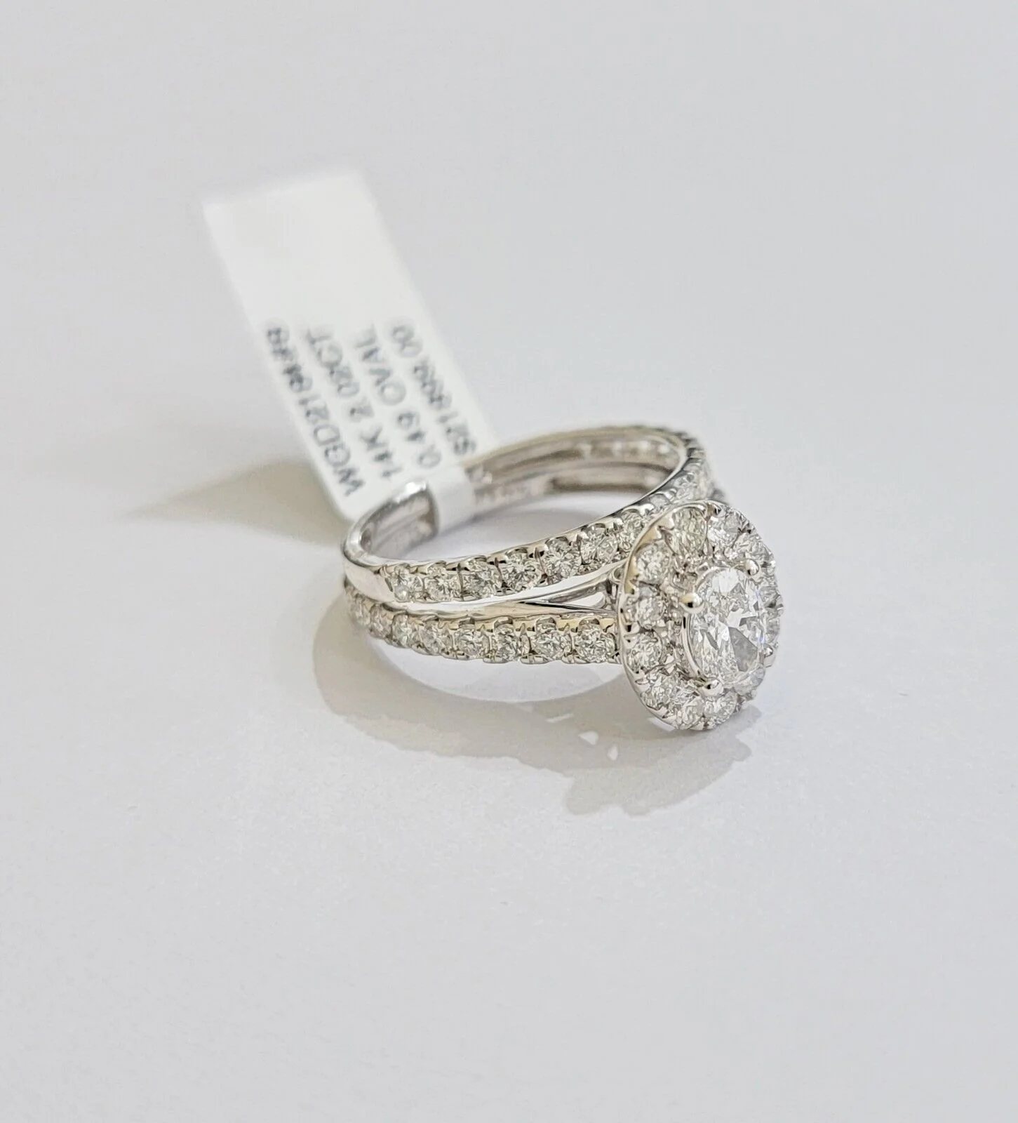 14k White Gold Diamond Ring & Band Ladies 2CT Oval Solitaire Wedding Engagement - Image 4