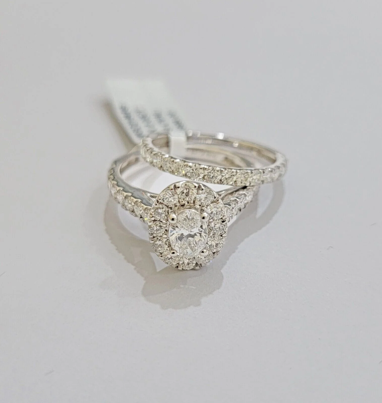 14k White Gold Diamond Ring & Band Ladies 2CT Oval Solitaire Wedding Engagement - Image 5