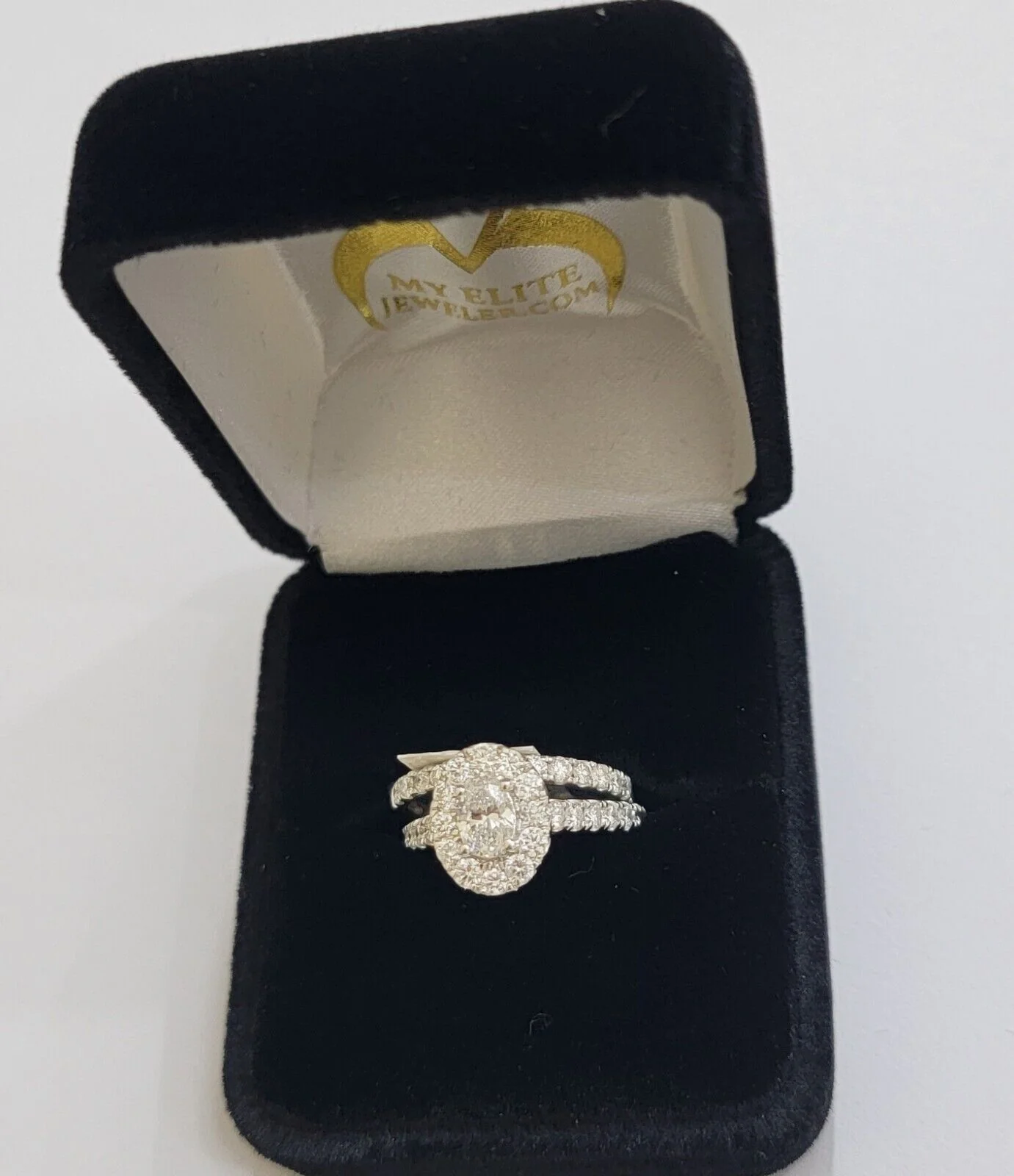 14k White Gold Diamond Ring & Band Ladies 2CT Oval Solitaire Wedding Engagement - Image 6