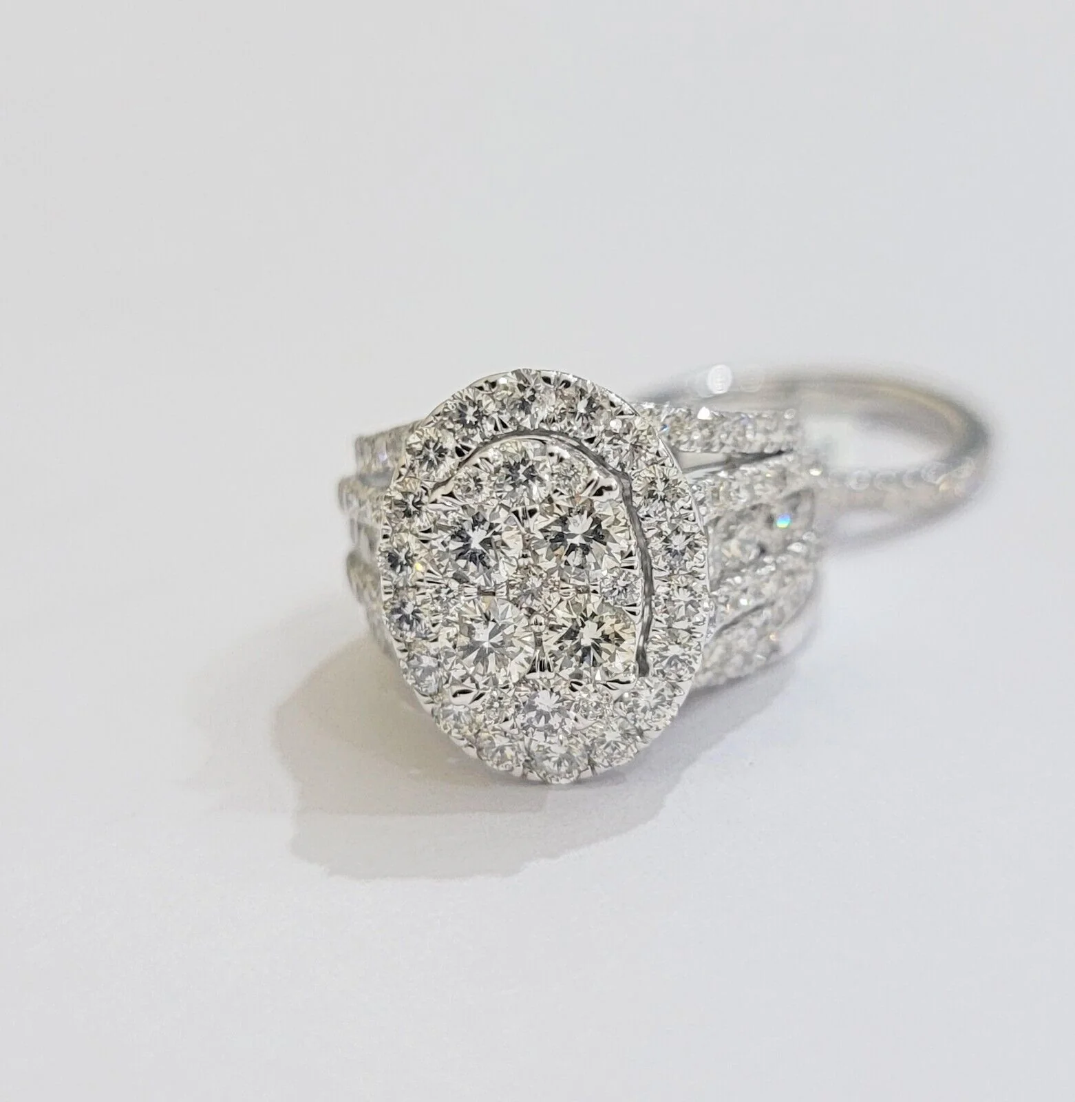 14k White Gold Diamond Ring & Band Ladies 4CTW Wedding Engagement Solid REAL - Image 4