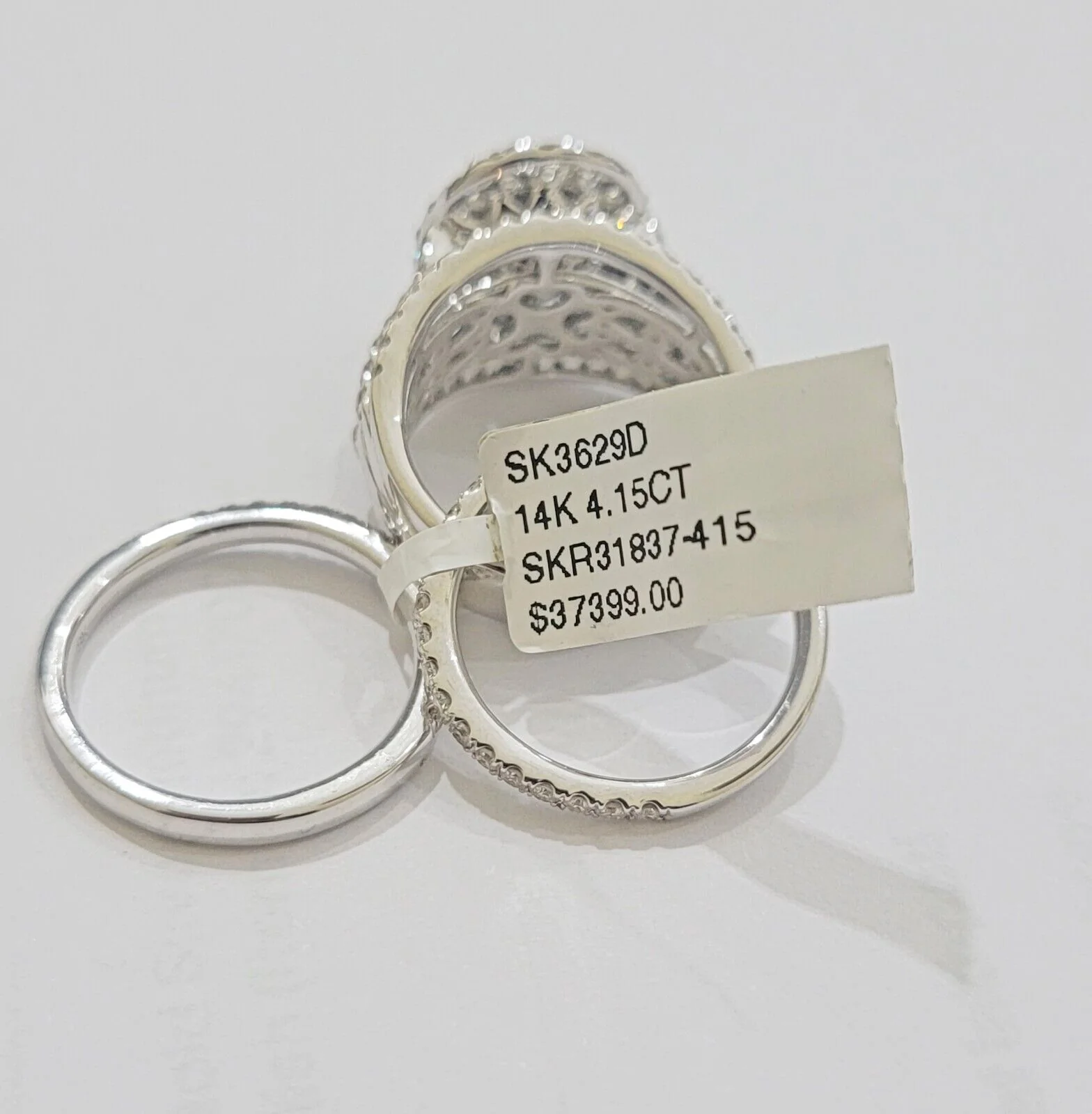 14k White Gold Diamond Ring & Band Ladies 4CTW Wedding Engagement Solid REAL - Image 6