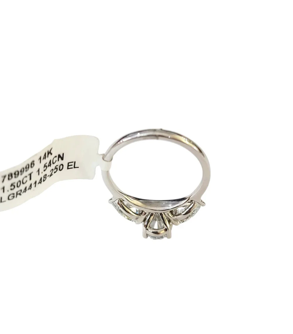 14k White Gold Oval LAB Created Ring Diamonds Wedding Ladies Band Women - Image 6