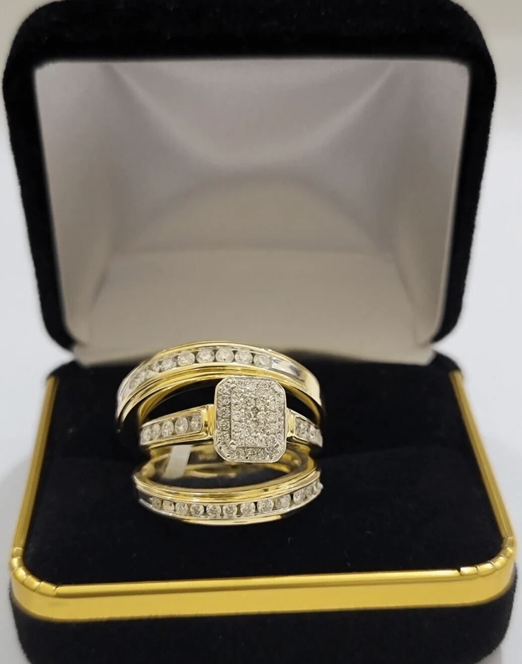 14k Yellow Gold 1.40CT Diamond Ring Band Ladies Trio Set Wedding Engagement SALE - Image 6