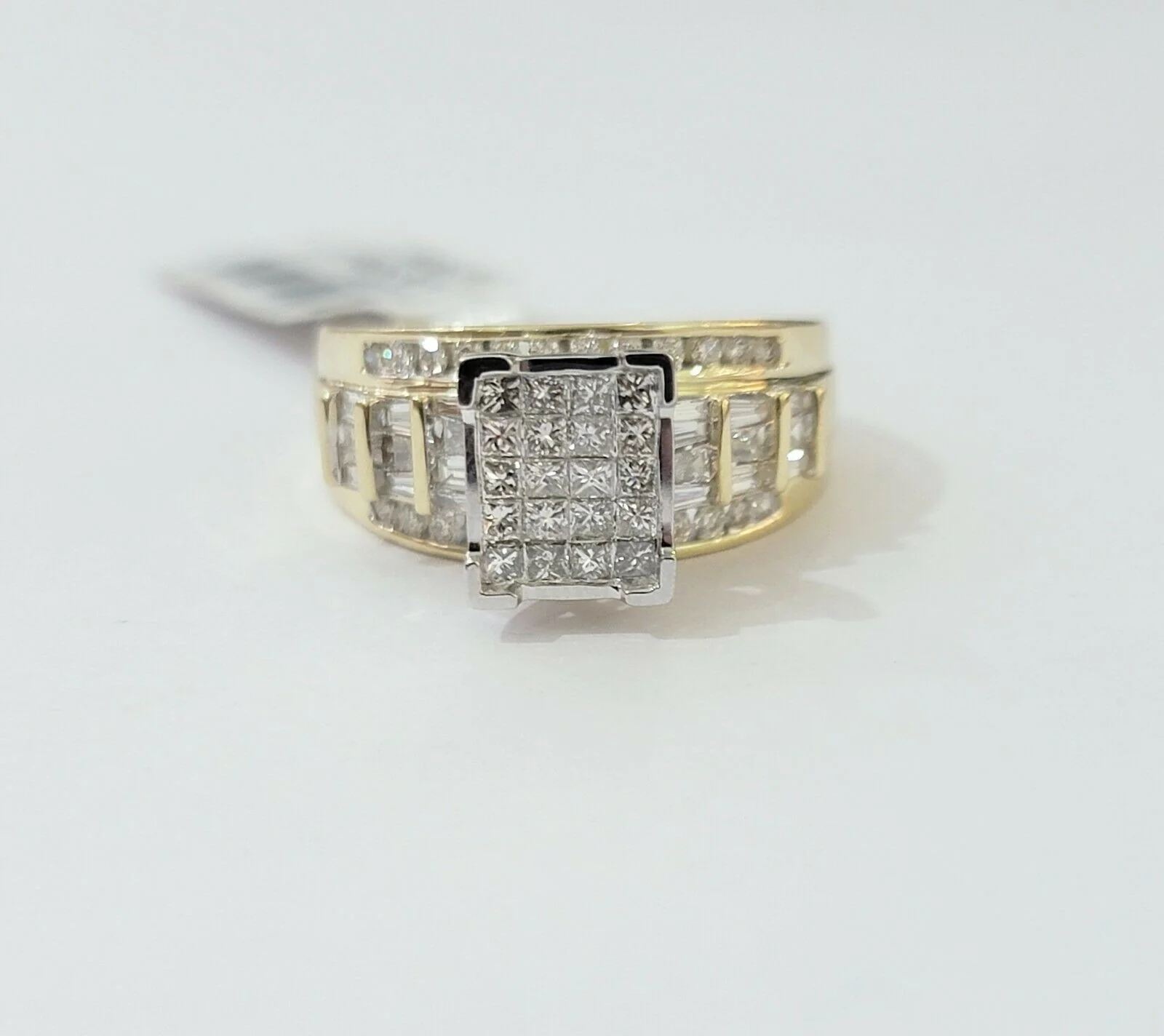 14k Yellow Gold 1CT Diamond Ladies Ring Princess Cut Baguette Round Diamd, Women - Image 6