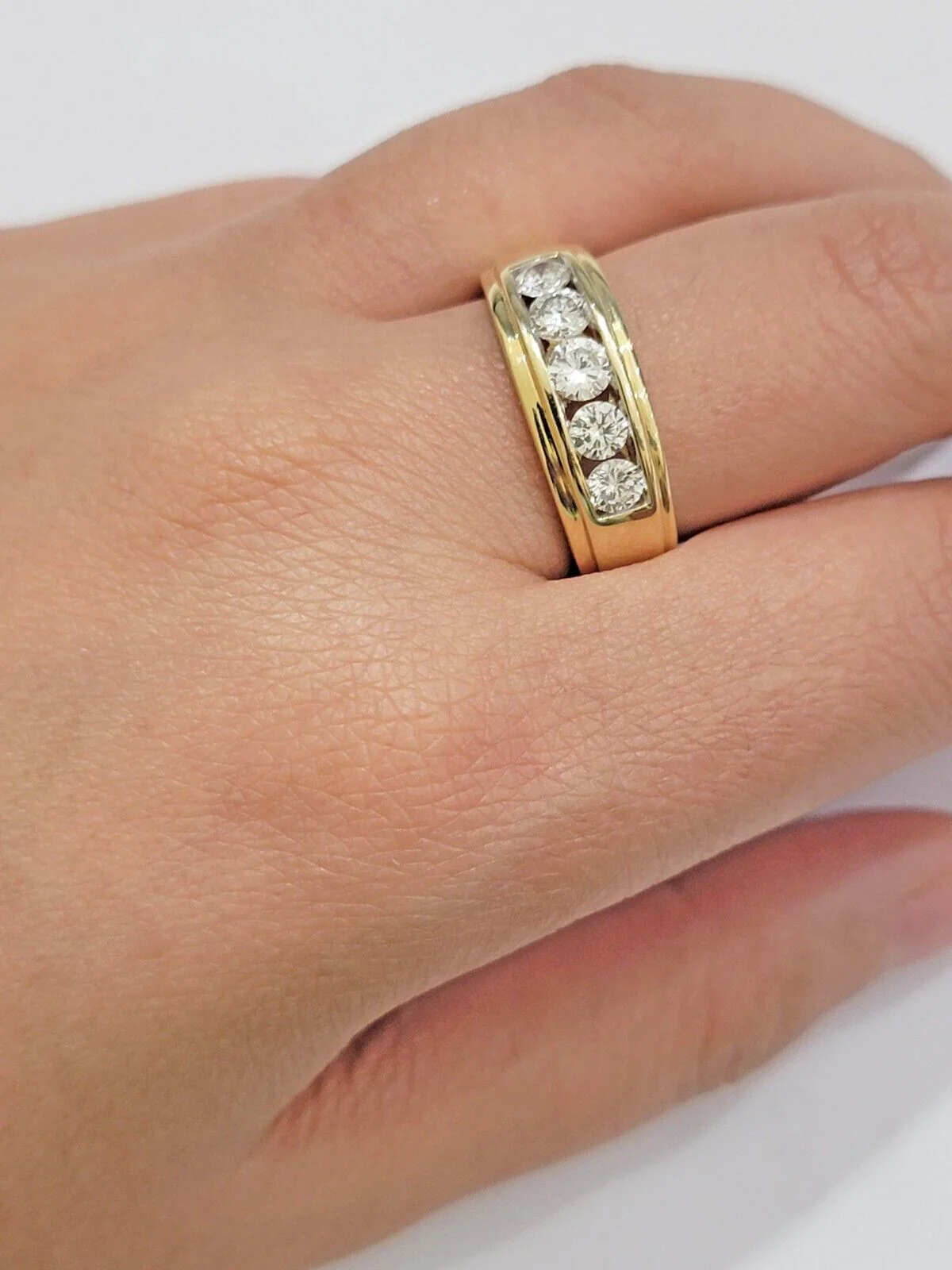 14k Yellow Gold 1CT Diamond Mens Ring Band Natural Diamonds Wedding Band, REAL - Image 8
