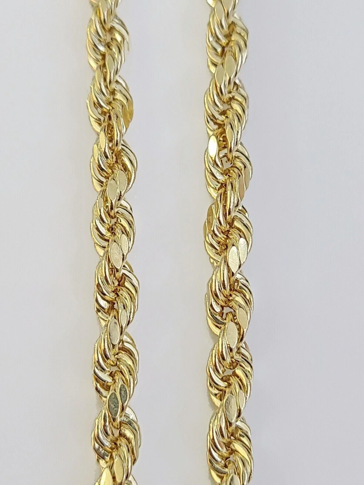 14K Yellow Gold 5mm Rope Chain 18 Inch Choker Diamond cuts necklace , Real 14KT - Image 2