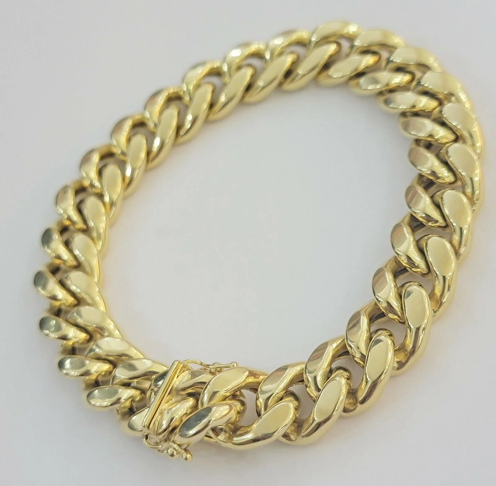 14k Yellow Gold Bracelet 13mm Miami Cuban Link With Box Clasp Mens Real 14kt