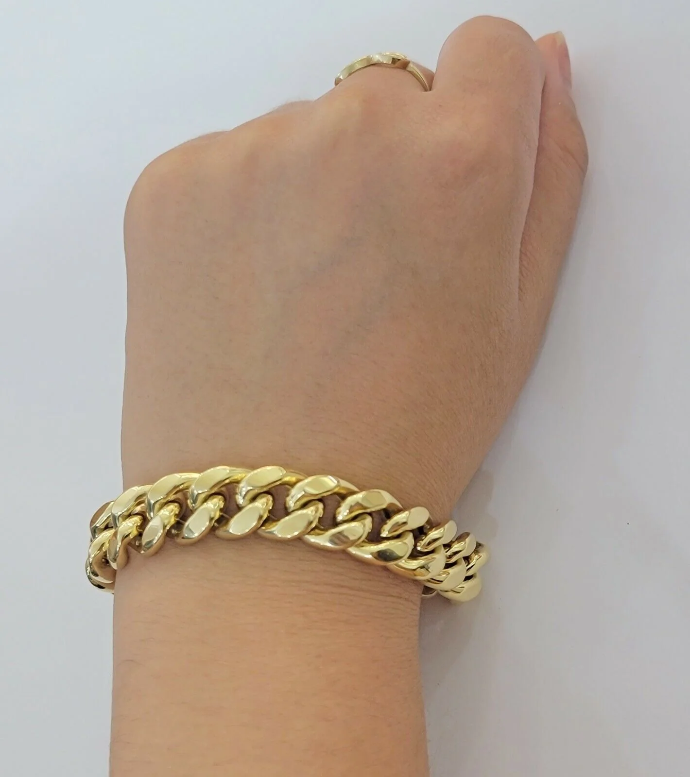 14k Yellow Gold Bracelet 13mm Miami Cuban Link With Box Clasp Mens Real 14kt - Image 4