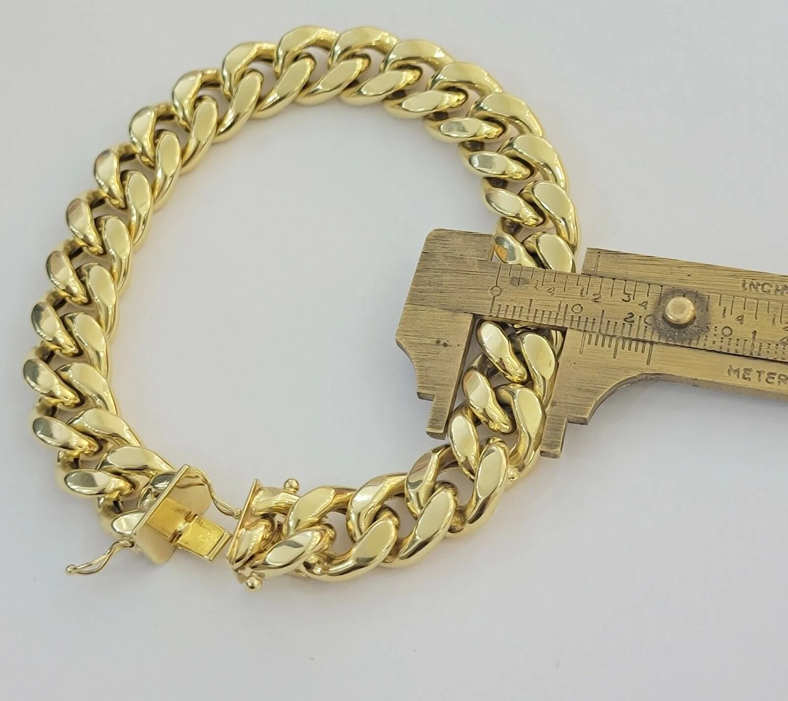 14k Yellow Gold Bracelet 13mm Miami Cuban Link With Box Clasp Mens Real 14kt - Image 5