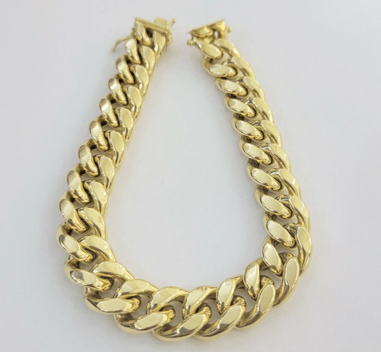 14k Yellow Gold Bracelet Mens Miami Cuban Link 13mm 8.5 Inch Box Clasp REAL - Image 6