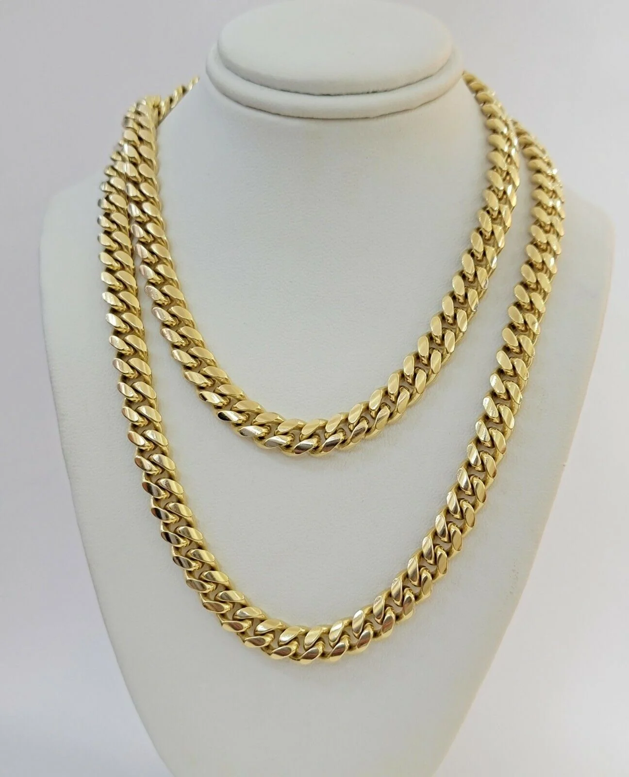14k Yellow Gold Chain Necklace 7mm Solid Miami Cuban Link 22"Inch Men 14kt REAL