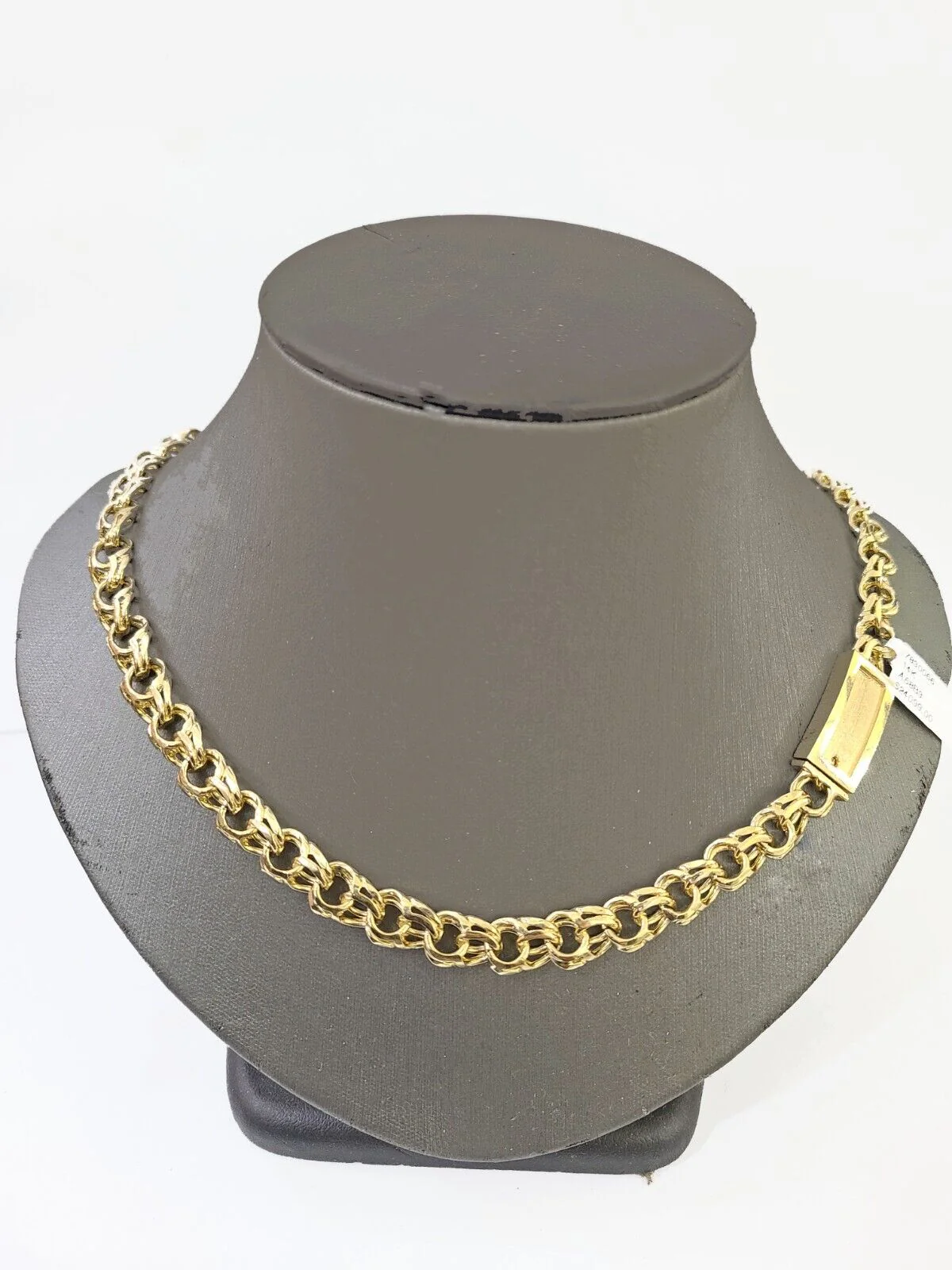 14k Yellow Gold Chino Link ID Necklace Chain 9mm 24Inch For Men's 14kt Gold