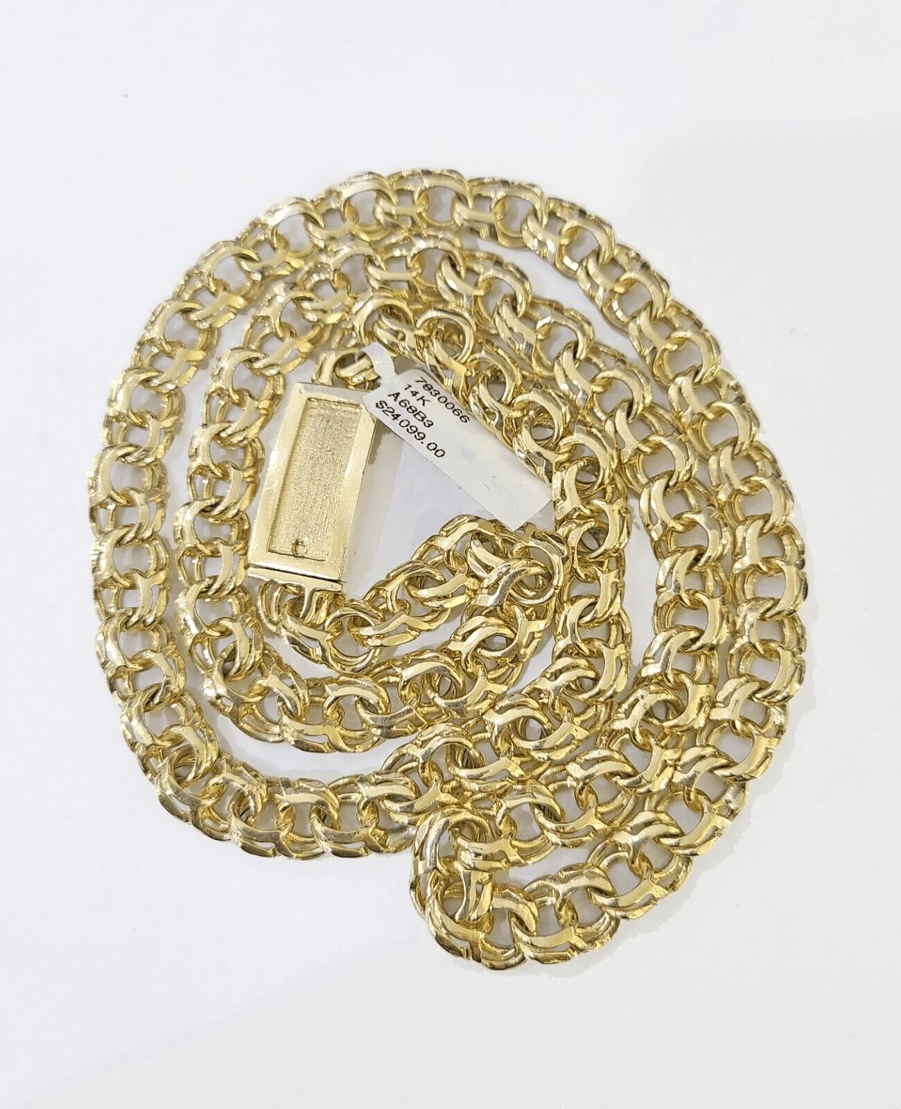 14k Yellow Gold Chino Link ID Necklace Chain 9mm 24Inch For Men's 14kt Gold - Image 5