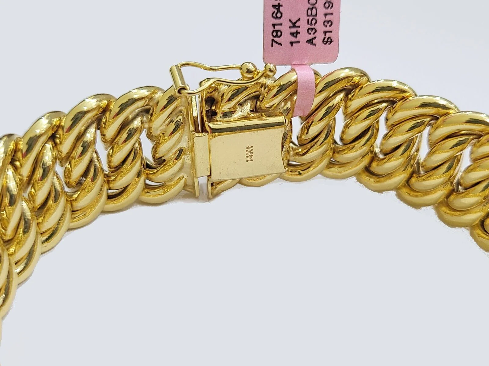 14k Yellow Gold Flat Byzantine Bracelet 7.5" Inch 17mm Real 14kt Box Lock Ladies - Image 4