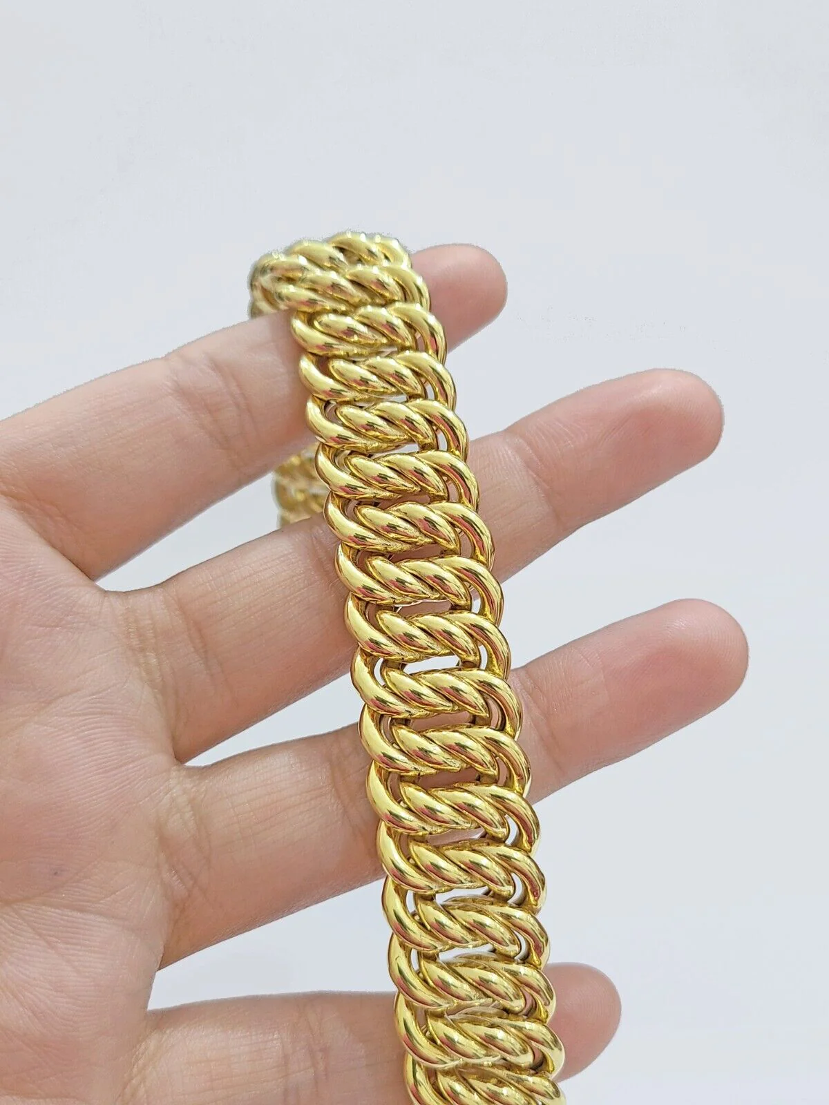 14k Yellow Gold Flat Byzantine Bracelet 7.5" Inch 17mm Real 14kt Box Lock Ladies - Image 6