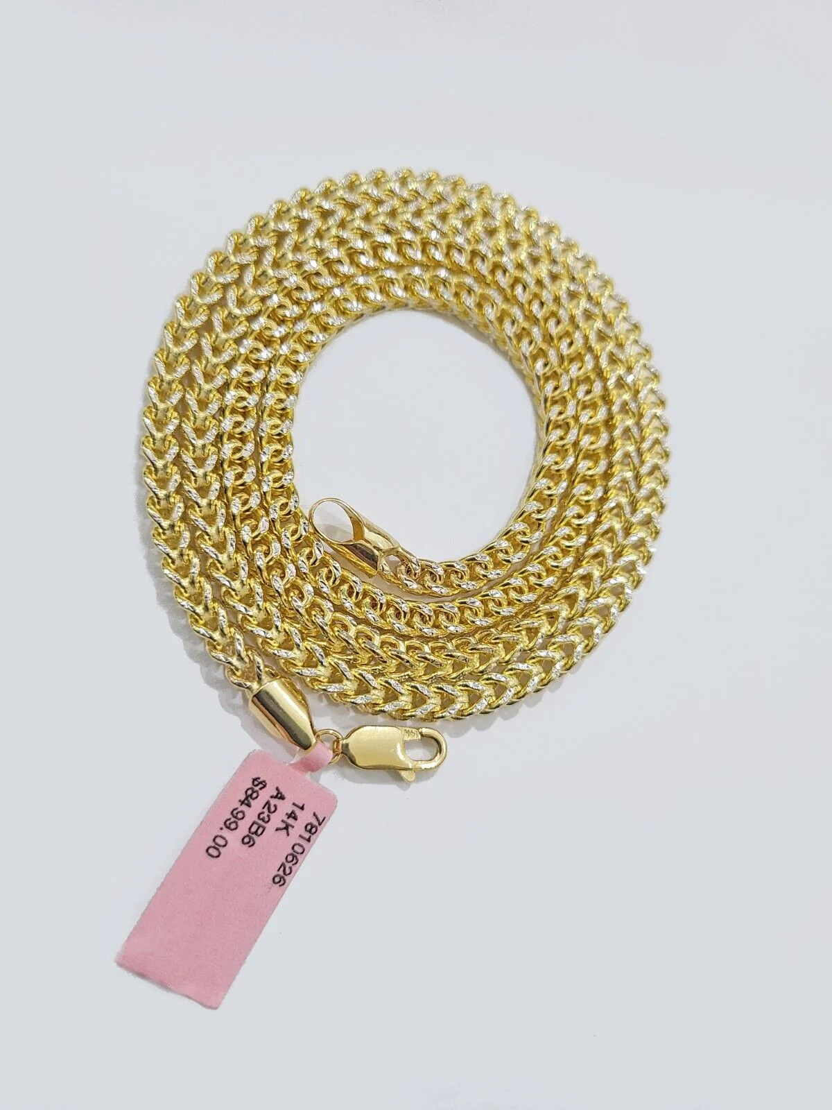14k Yellow Gold Franco Chain Two-tone Necklace 4mm 18 Inch Diamond Cut 14kt - Image 7