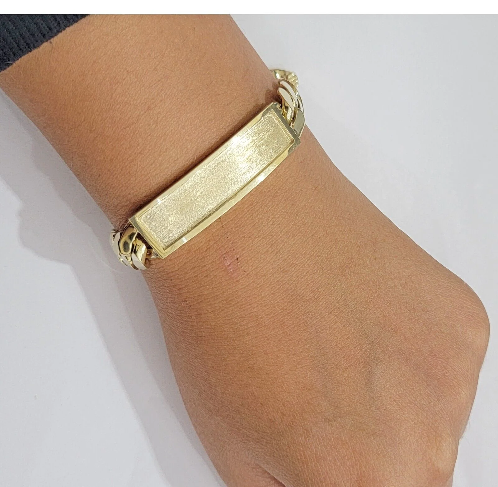 14k Yellow Gold ID Bracelet Miami Cuban Solid link 10mm Name Plate 8" Box Lock - Image 3
