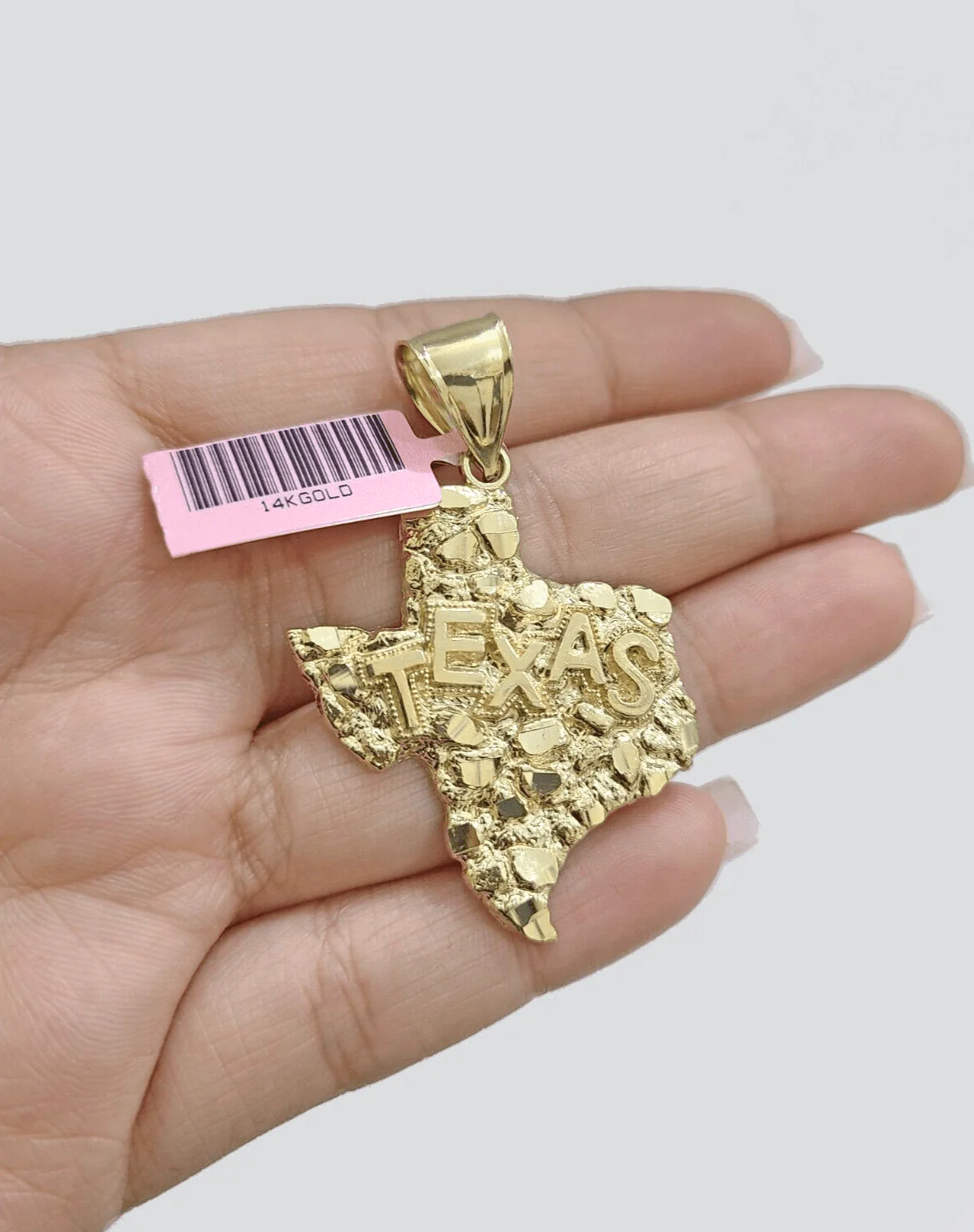 14k Yellow Gold Miami Cuban Chain 22 Inch Necklace Texas Map Charm Pendant Real - Image 11