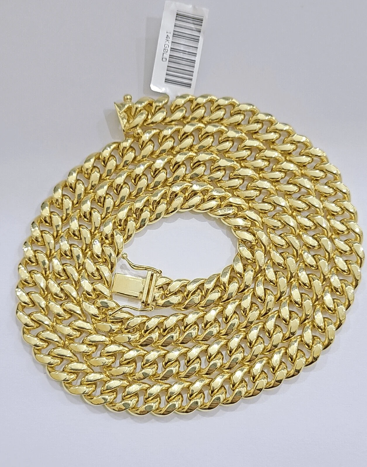 14k Yellow Gold Miami Cuban Link Chain 8mm 20" Necklace Box Lock REAL - Image 3