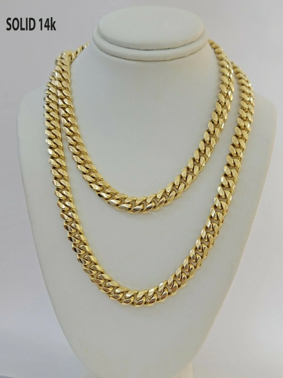 14k Yellow Gold Miami Cuban Link Chain Necklace 7mm 24" Men's Real 14kt SOLID