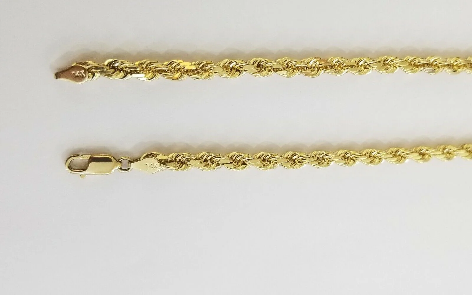 14k Yellow Gold Rope Chain necklace 4.5mm 24Inch diamond cut men women Real 14kt - Image 6