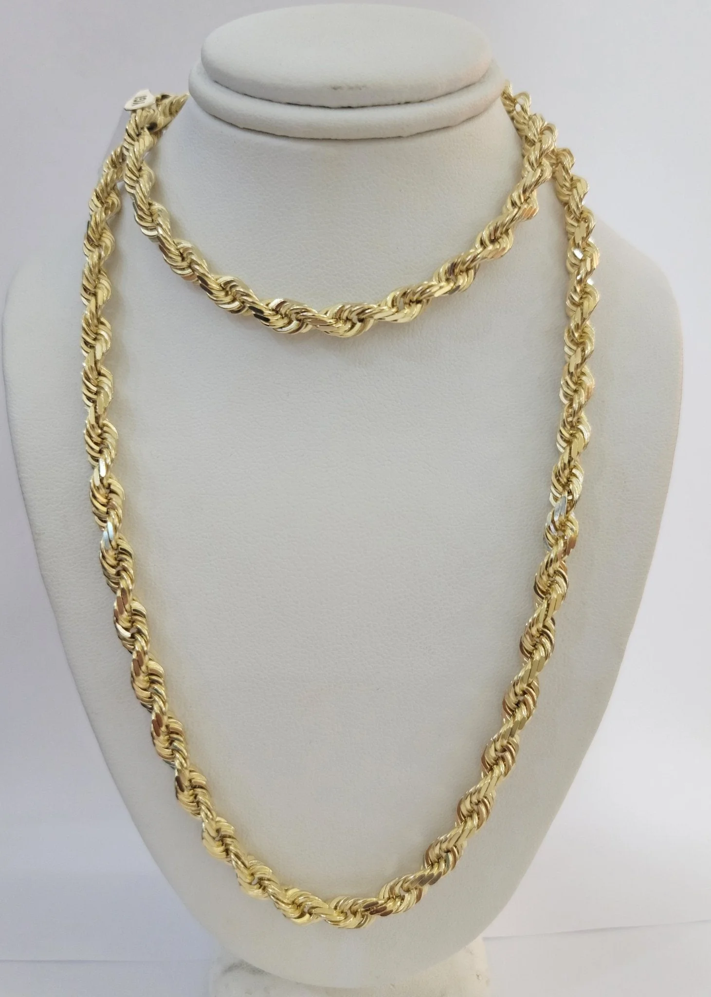 14k Yellow Gold Rope Chain Solid Necklace 6mm 20" Dimond Cut Real 14KT For Men Women - Image 6