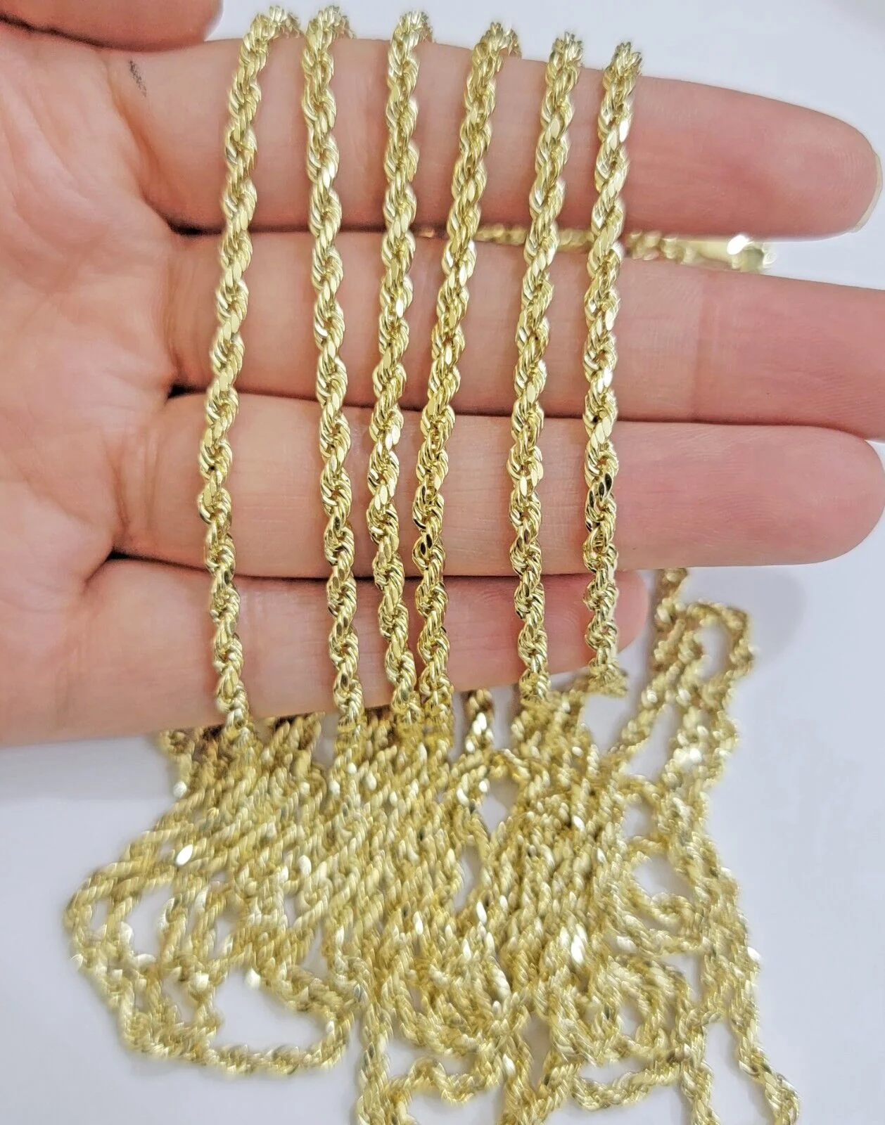 14K Yellow Gold Chain Necklace 18"-28" 3mm Diamond Cut REAL 14kt Men Women - Image 2