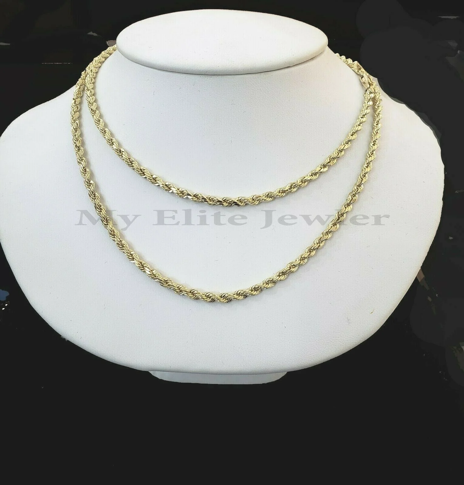 14K Yellow Gold Solid Chain Necklace 18"-28" 3mm Diamond Cut REAL 14kt Men Women - Image 2