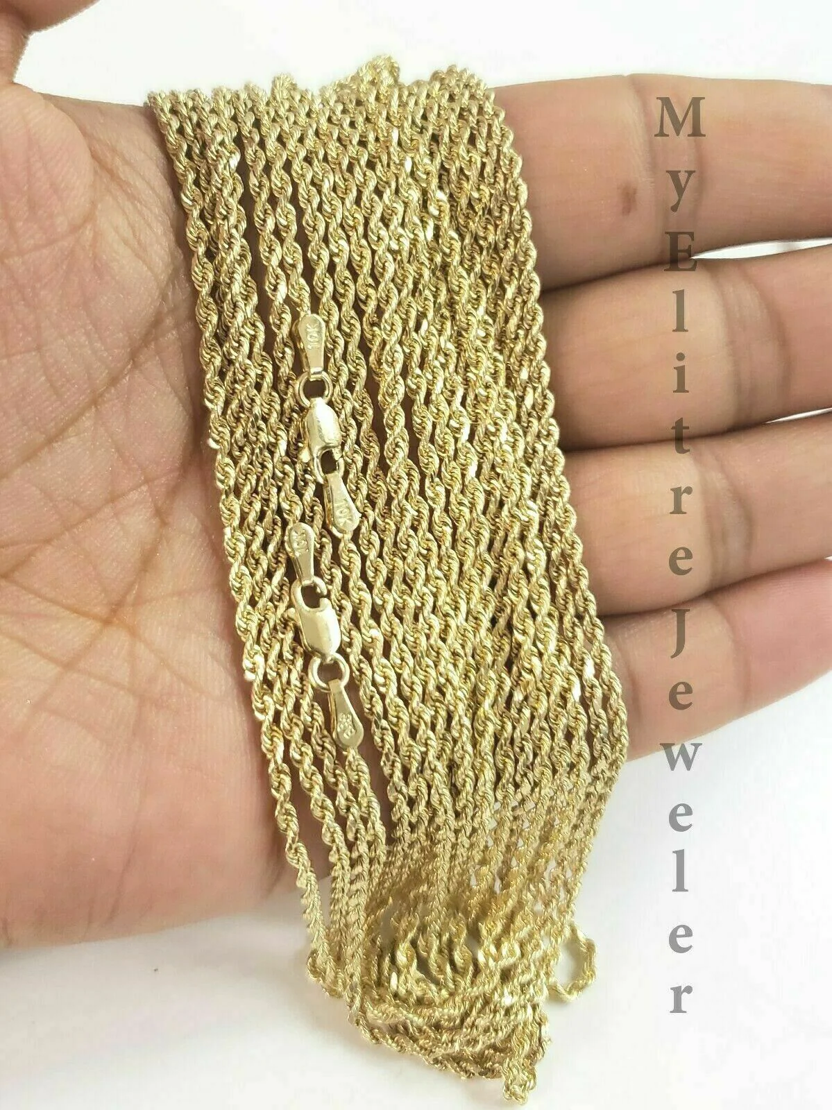 14K Yellow Gold Solid Chain Necklace 18"-28" 3mm Diamond Cut REAL 14kt Men Women - Image 3