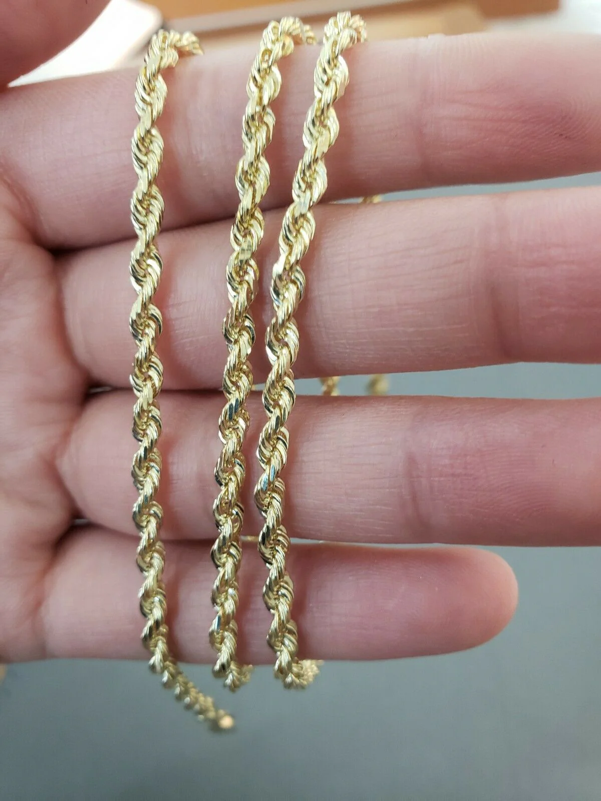 14K Yellow Gold Solid Chain Necklace 18"-28" 3mm Diamond Cut REAL 14kt Men Women - Image 4