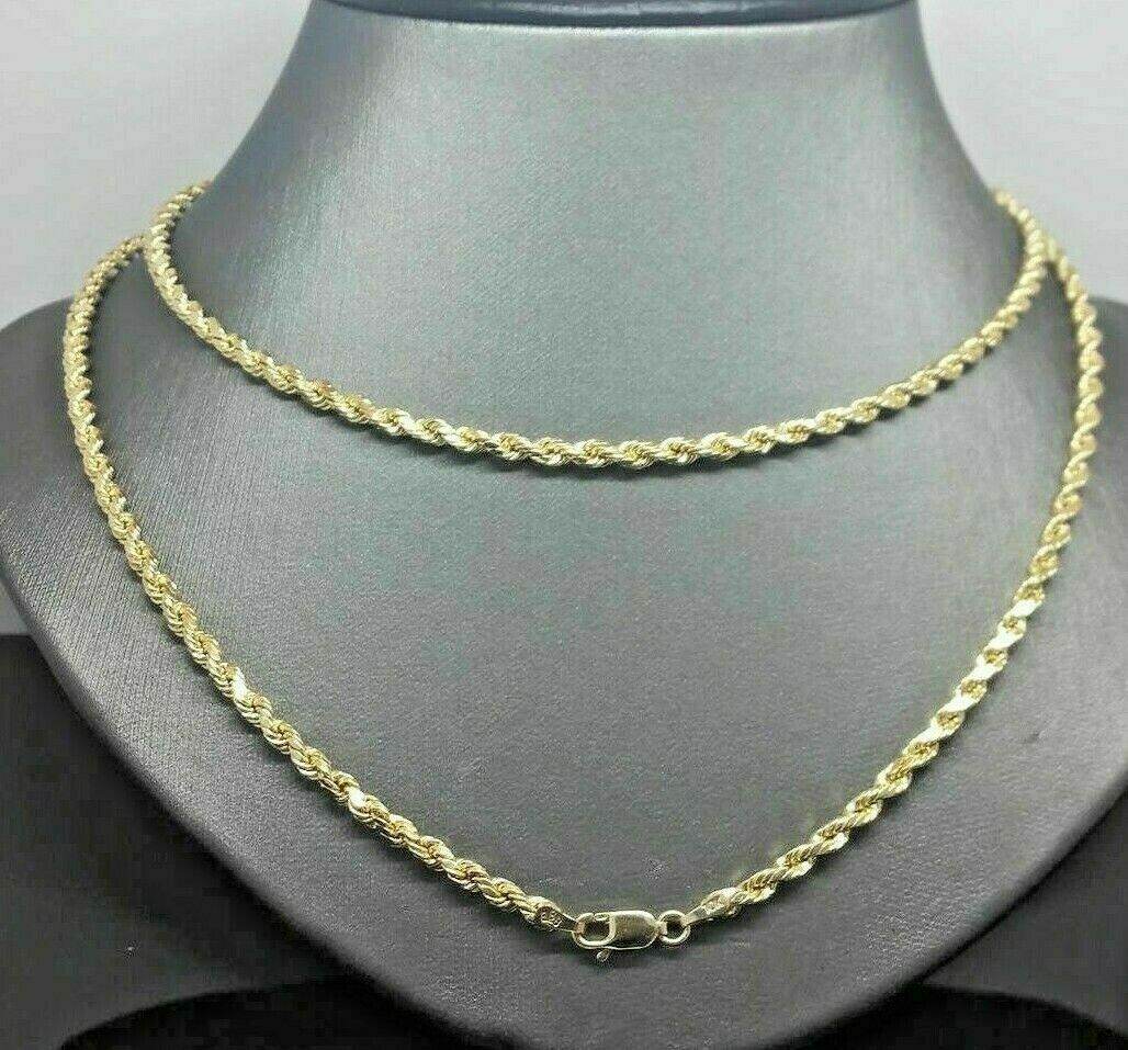 14K Yellow Gold Solid Chain Necklace 18"-28" 3mm Diamond Cut REAL 14kt Men Women - Image 6