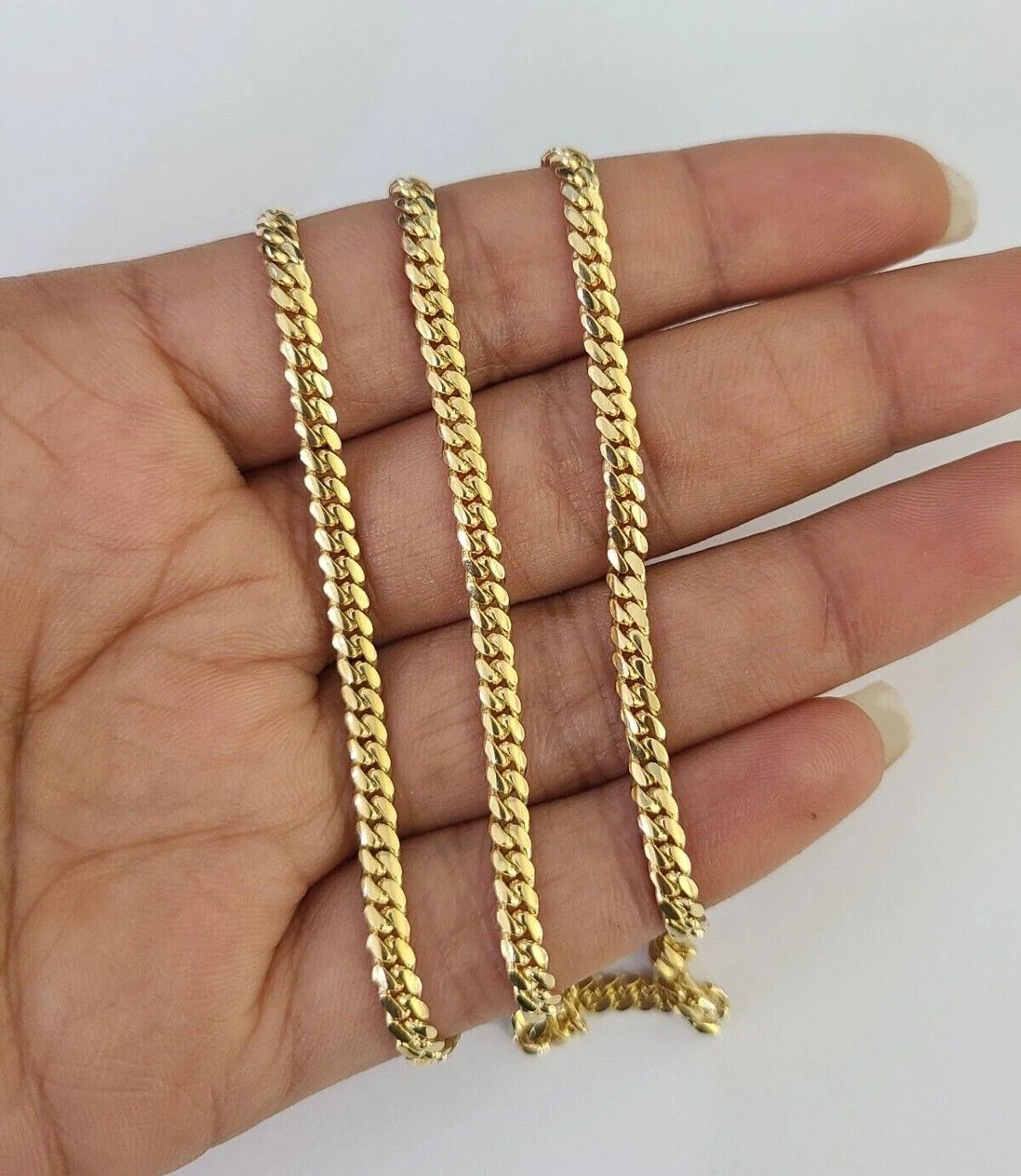 18k Solid Miami Cuban Chain Yellow Gold 3mm 28" Inches Genuine Necklace Real - Image 5