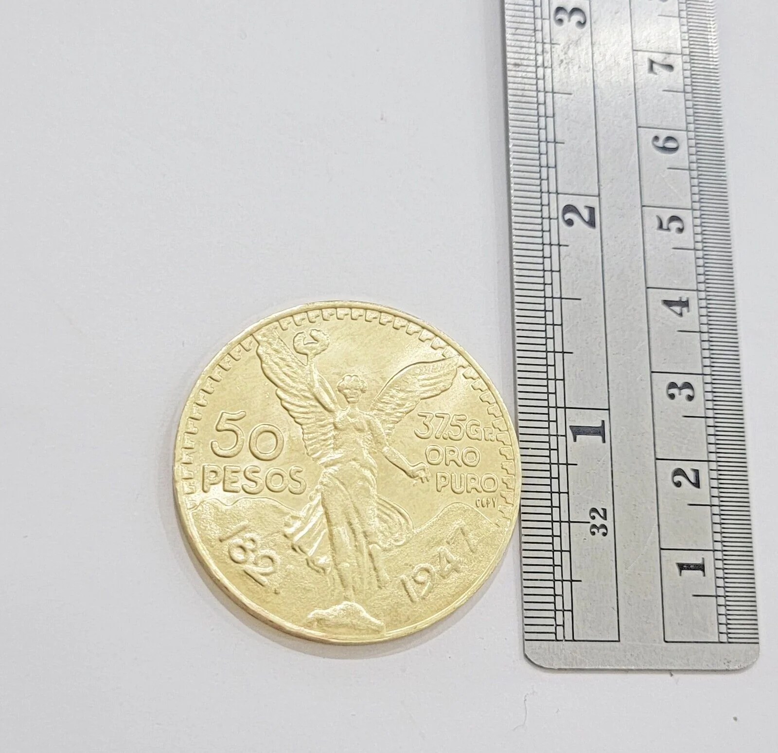 1947 Mexican Centenario 50 Gold Pesos Copy Coin Solid 10k Yellow Gold Centenaro - Image 2