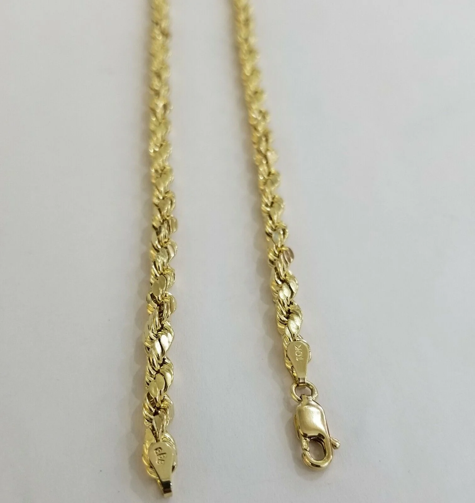 4mm 20" 10k Gold Rope Chain Necklace Diamond Cut REAL 10kt Yellow Gold Men Women - Image 2