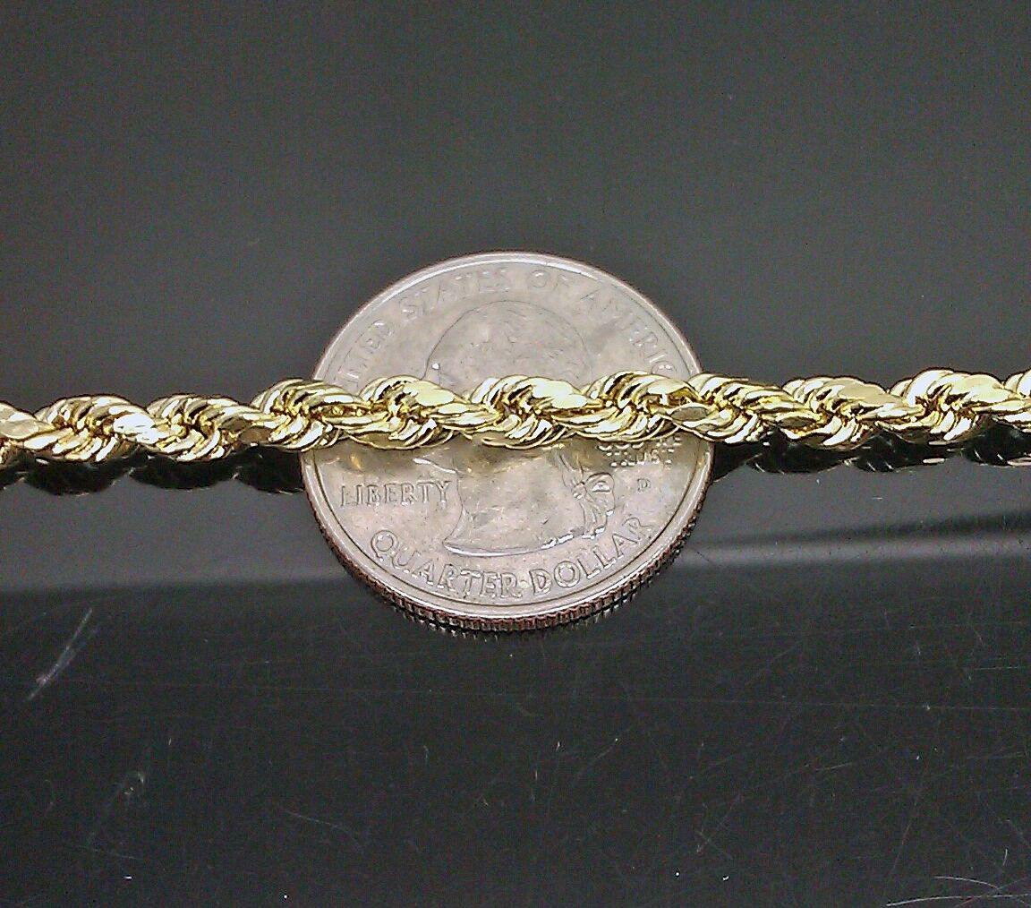 4mm 20" 10k Gold Rope Chain Necklace Diamond Cut REAL 10kt Yellow Gold Men Women - Image 5