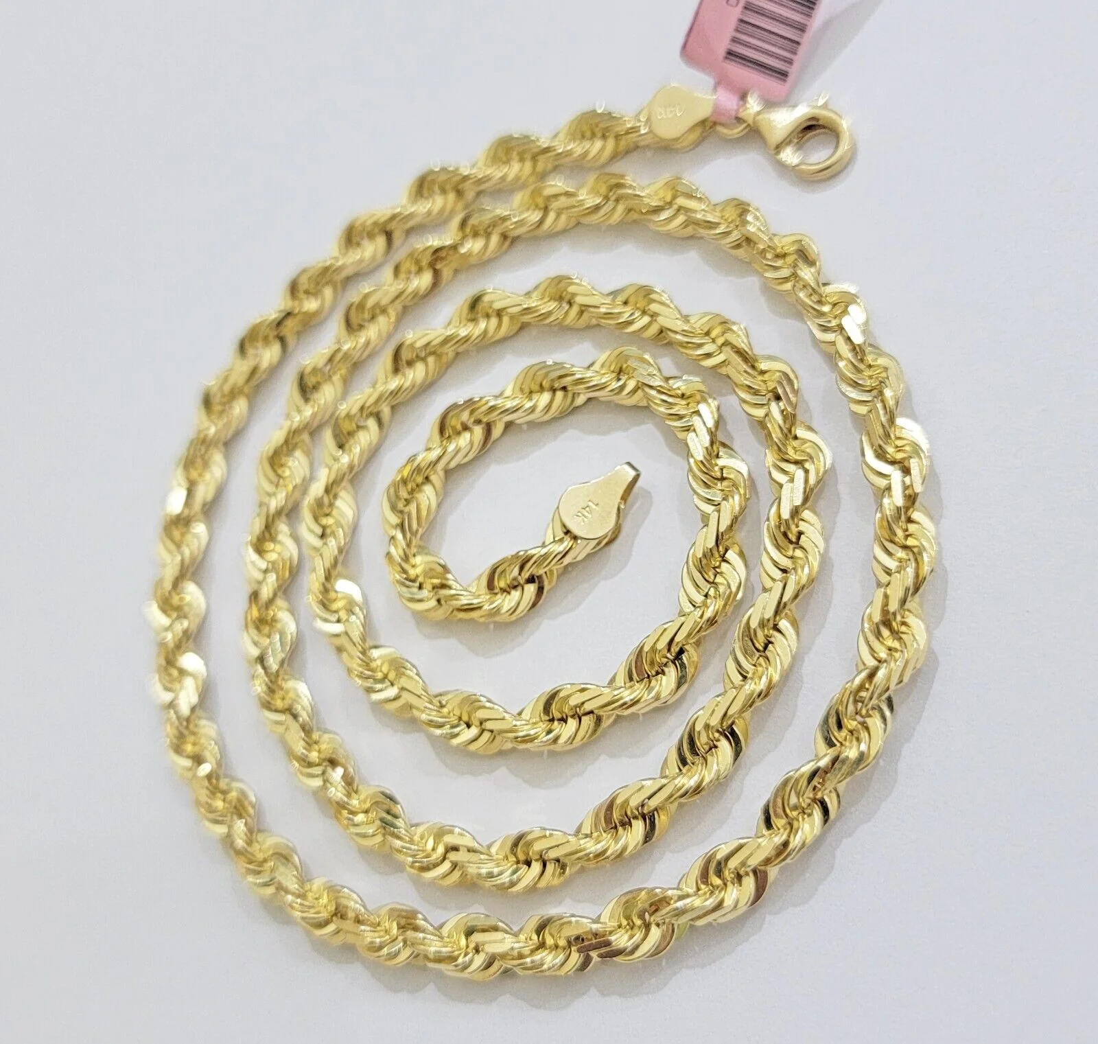 6mm 10k Gold Rope Chain Necklace SOLID Real 10kt Yellow Gold 18"-28" Diamond Cut - Image 8