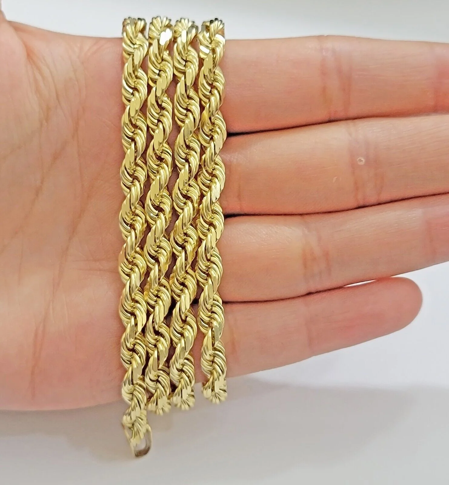 6mm 10k Yellow Gold Rope Chain Necklace Solid 24 Inch Dimond Cuts GURANTEED REAL - Image 6
