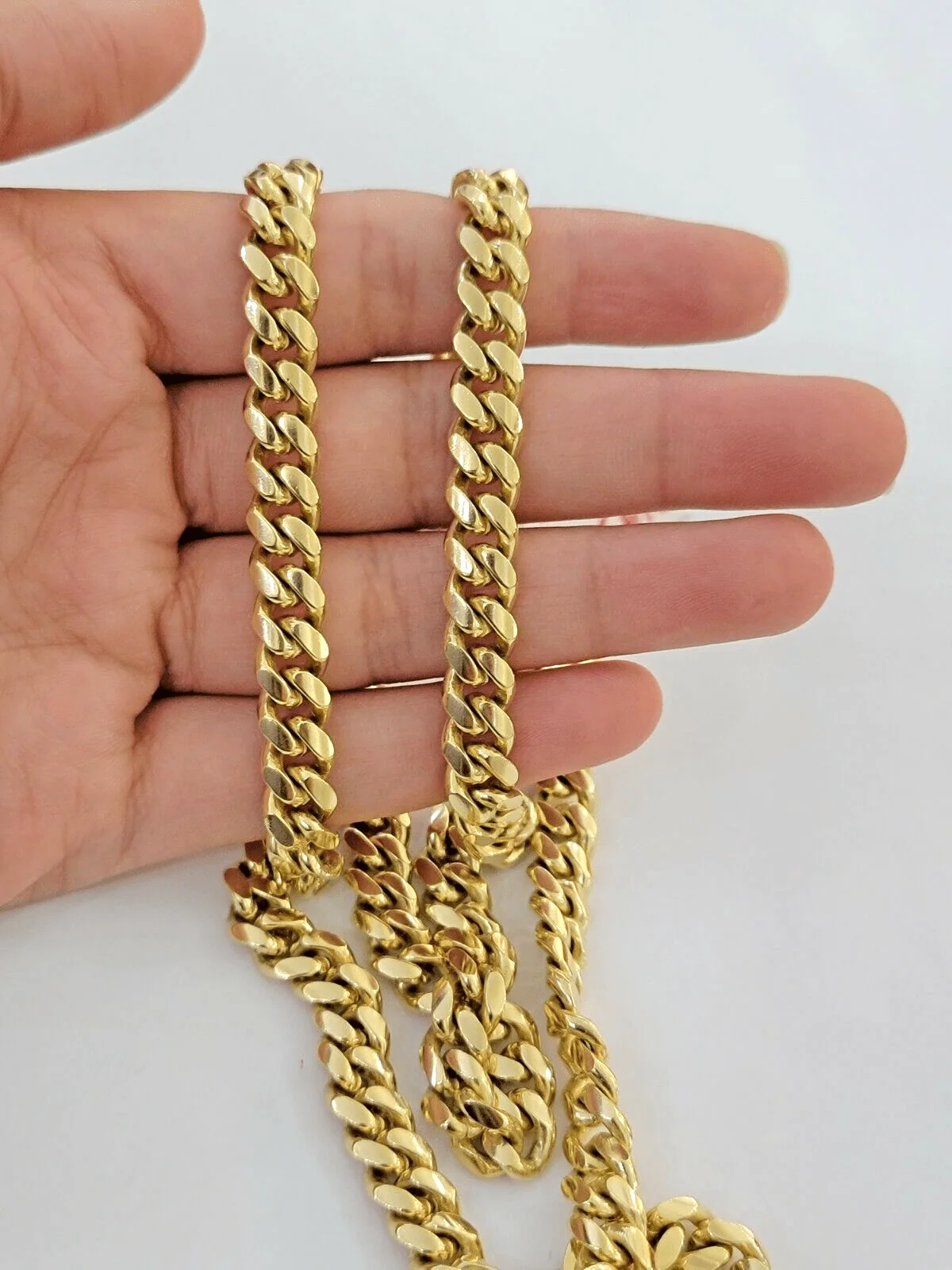 7mm 22" Solid 14k Gold Chain Miami Cuban Link Necklace Real 14kt Yellow Gold Men - Image 2