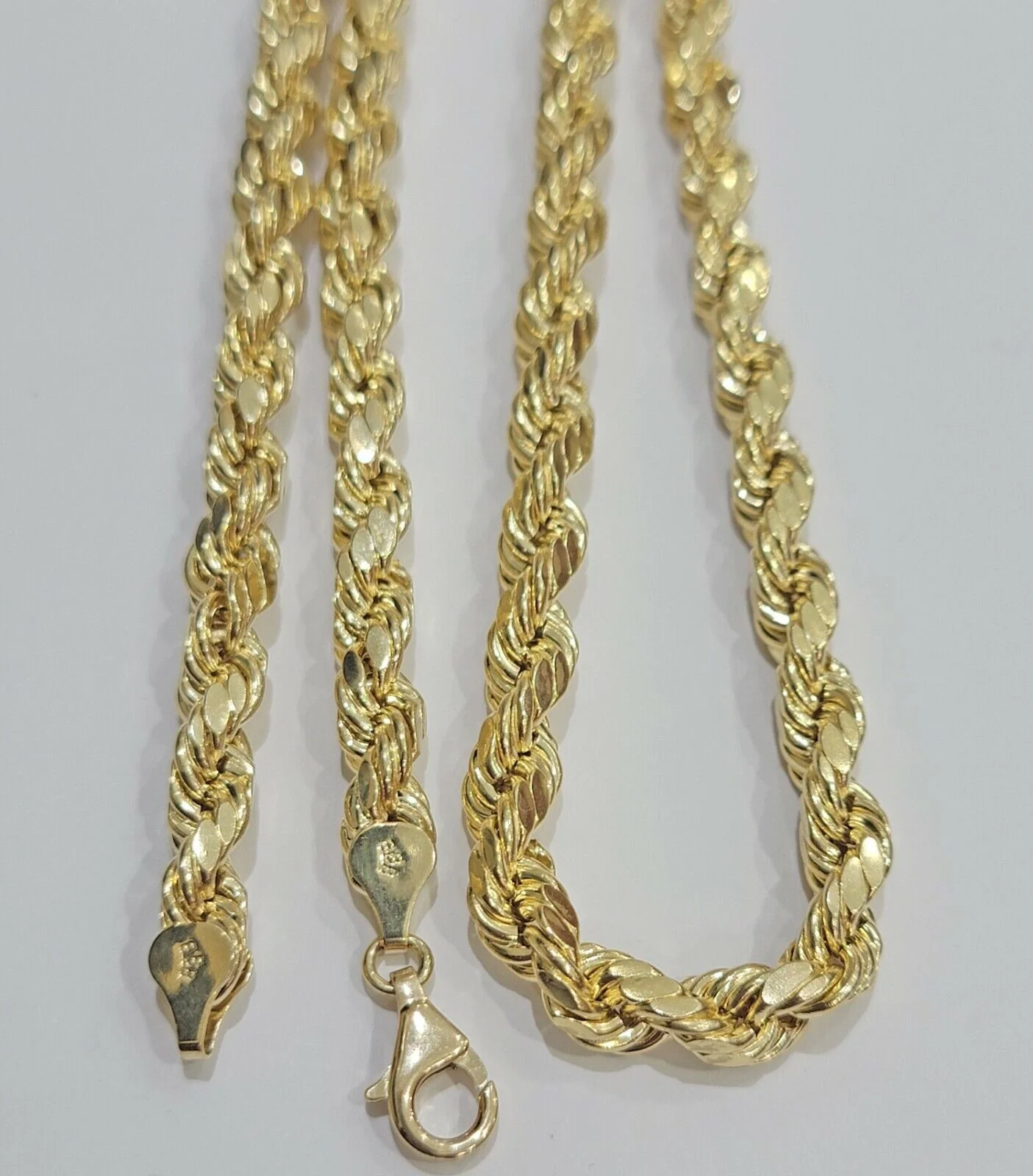 7mm Rope Chain 20"-30" Real 10kt Yellow Gold Necklace Men's Diamond Cut Lobster - Image 4