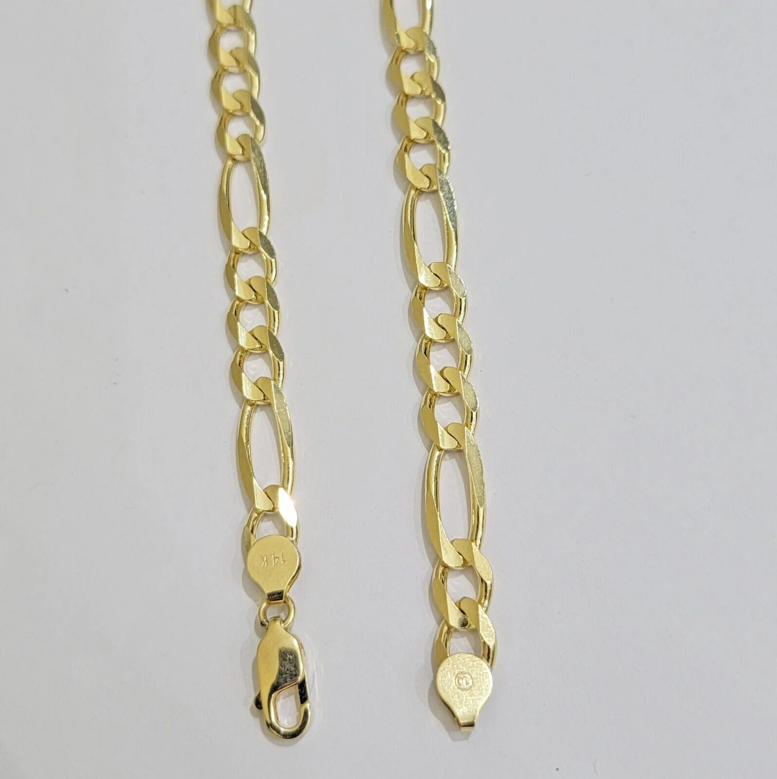 7mm Solid 14k Yellow Gold Figaro chain Necklace 24 Inch Men's STRONG REAL 14kt - Image 4