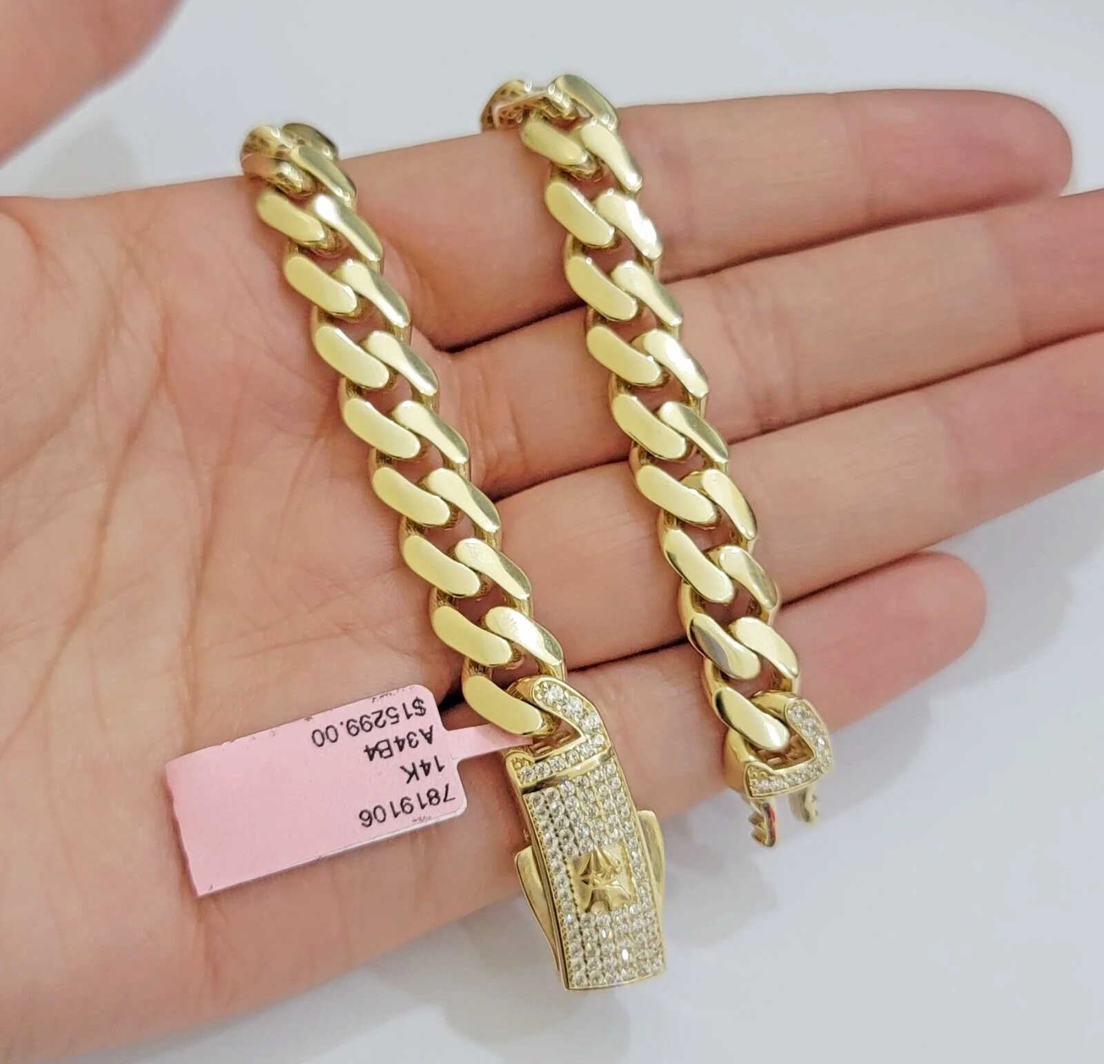 9mm Miami Cuban Royal Link Chain Necklace Box Clasp Real 14K Yellow Gold - Image 4