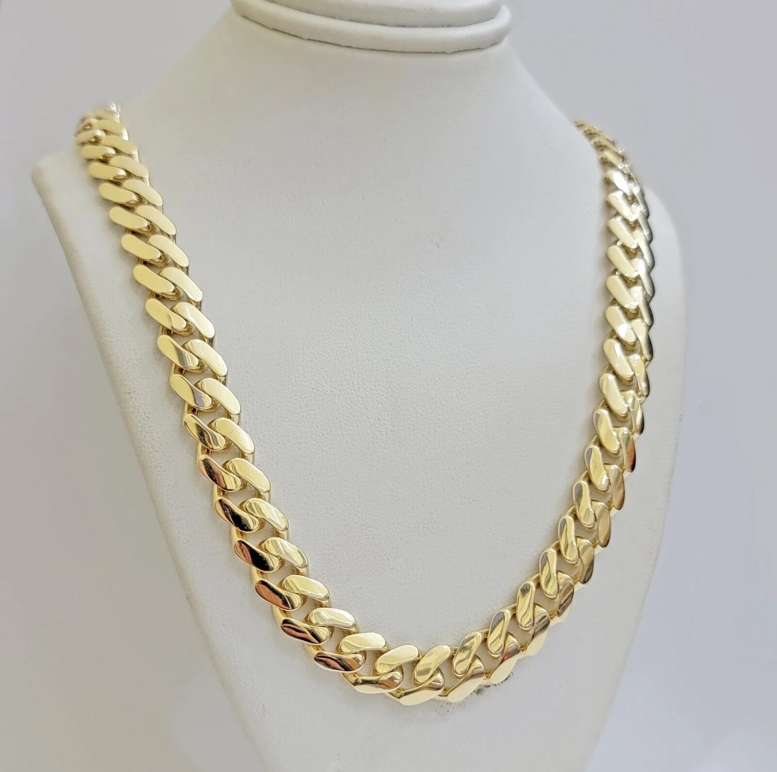 9mm Miami Cuban Royal Link Chain Necklace Box Clasp Real 14K Yellow Gold - Image 9