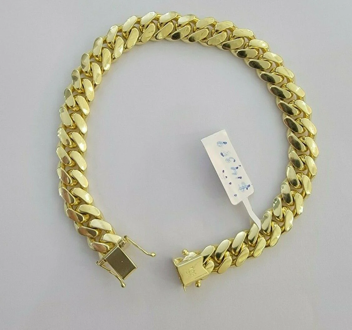 9mm Solid 14k Gold Cuban Link Bracelet 8" Authentic 14kt Yellow Gold Miami,Men - Image 5