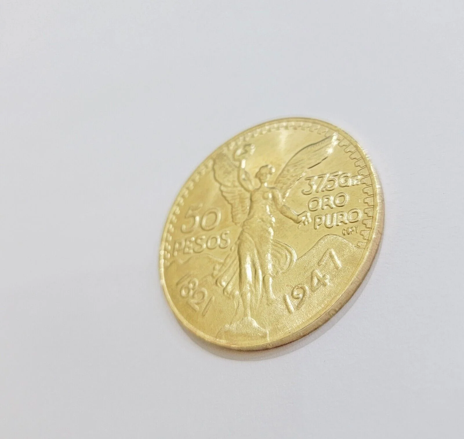 Centenario Coin Custom Solid Yellow 10k Gold 50 Pesos 1947 Mexico Mexican Coin - Image 6