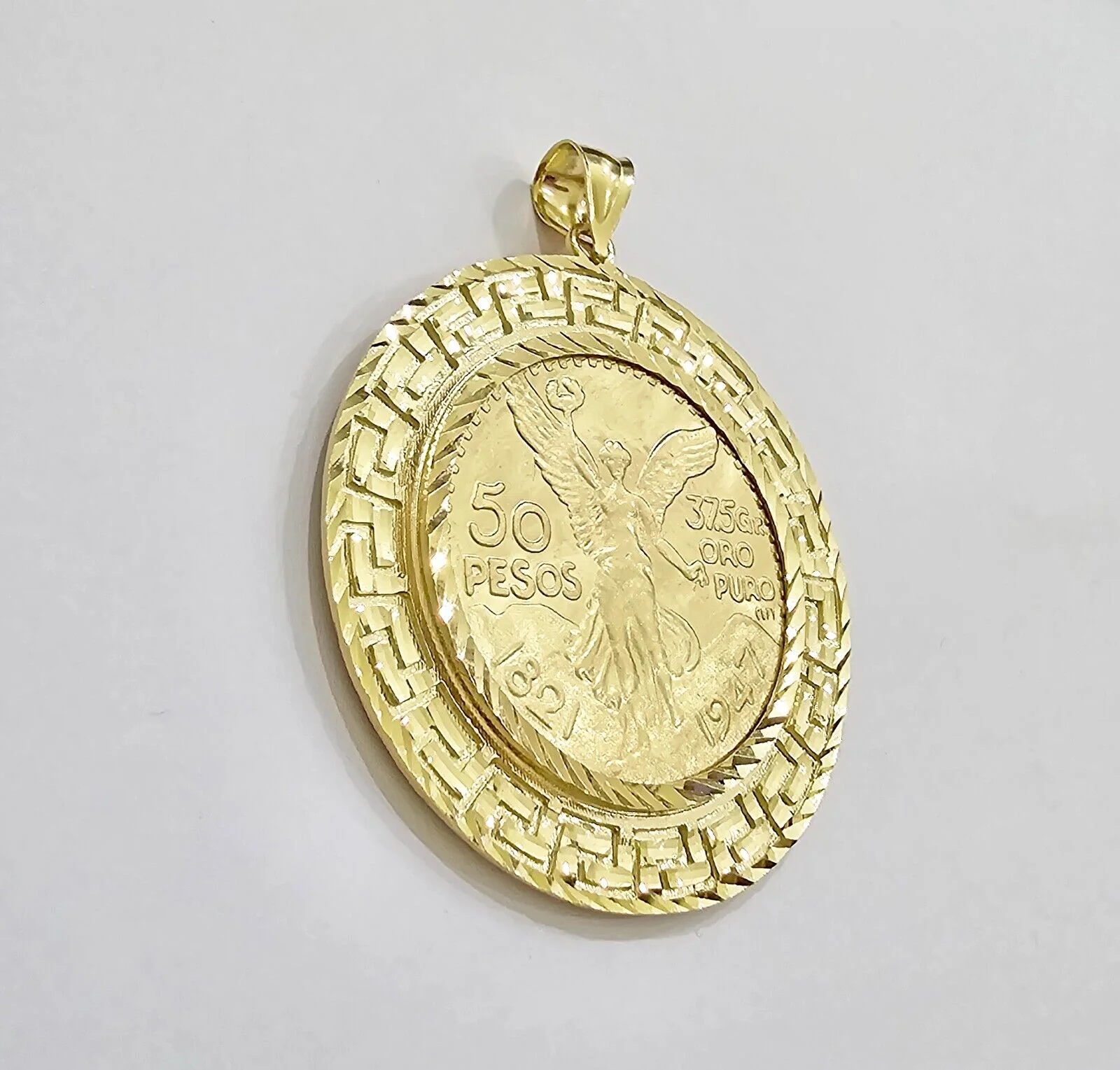 Centenario Coin Solid 10k Yellow Gold 50 Pesos 1947 Mexican Coin With Bazel REAL - Image 6