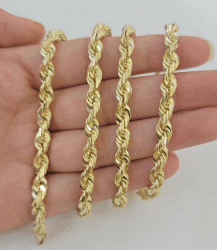14k Yellow Gold Rope Chain Solid Necklace 6mm 28" Dimond Cut 14KT Real Gold - Image 9